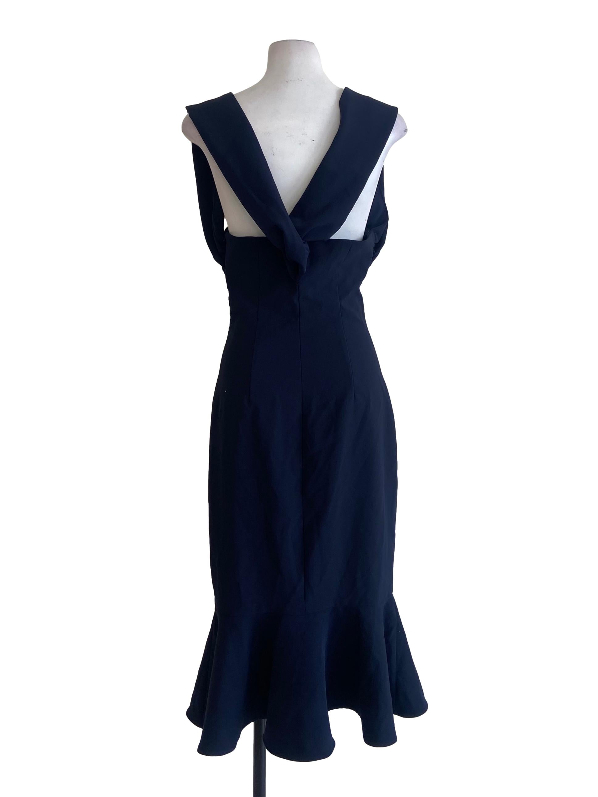 Navy Blue Sleeveless Drop Waist Dress