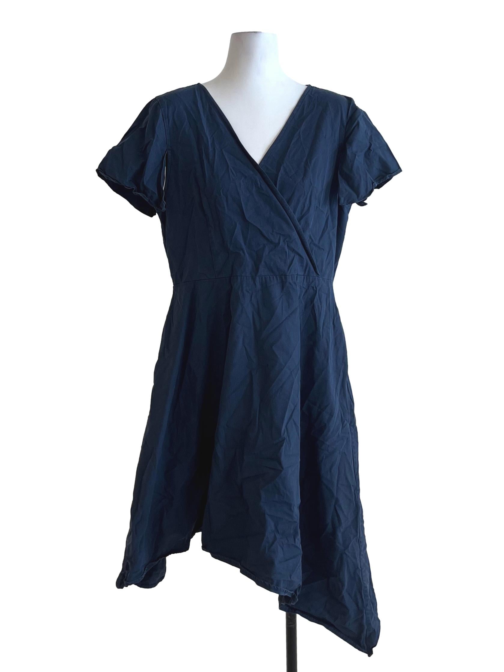 Navy Blue V-Neckline Empire Dress