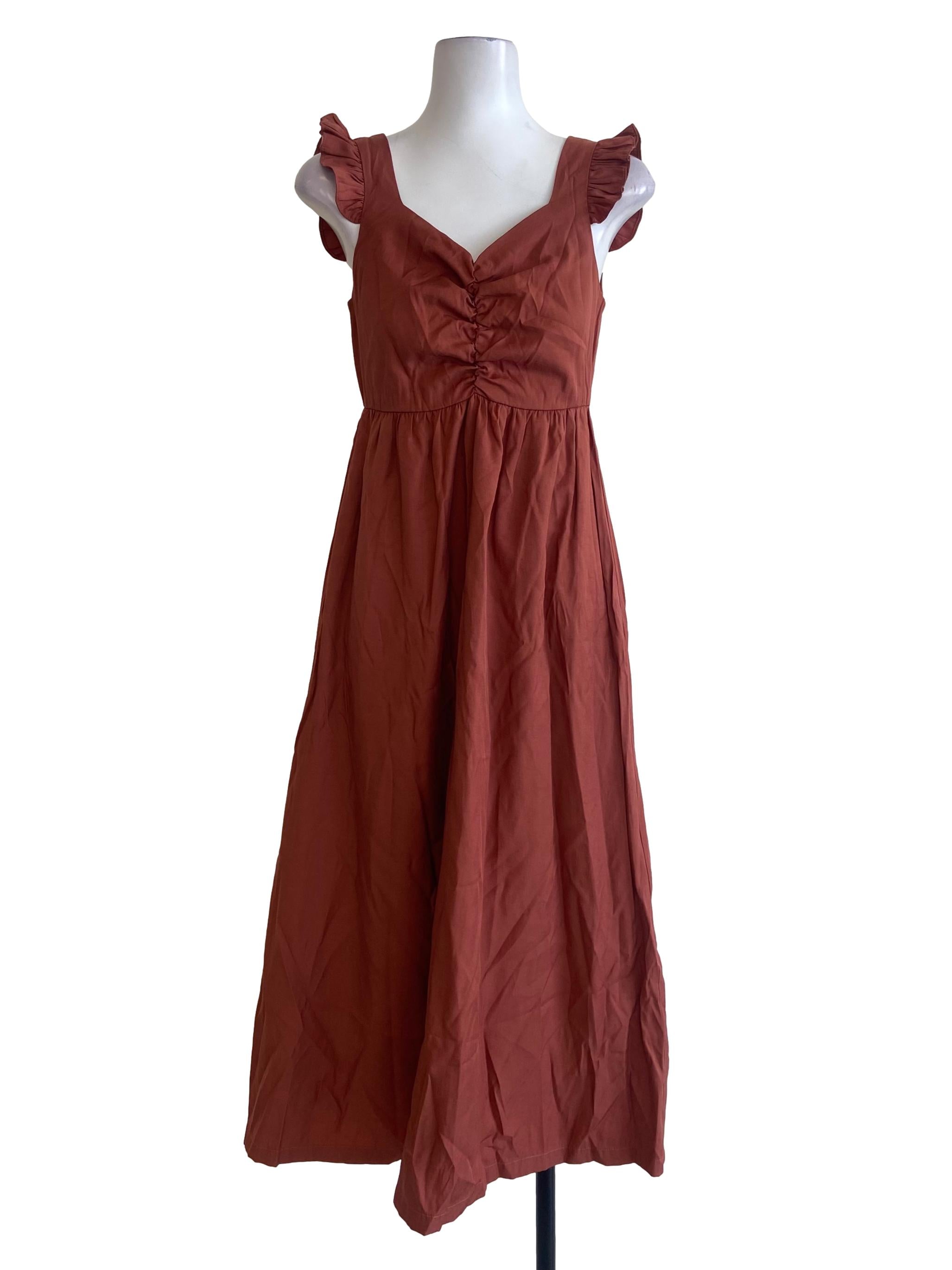 Fire Orange Sleeveless Apron Dress