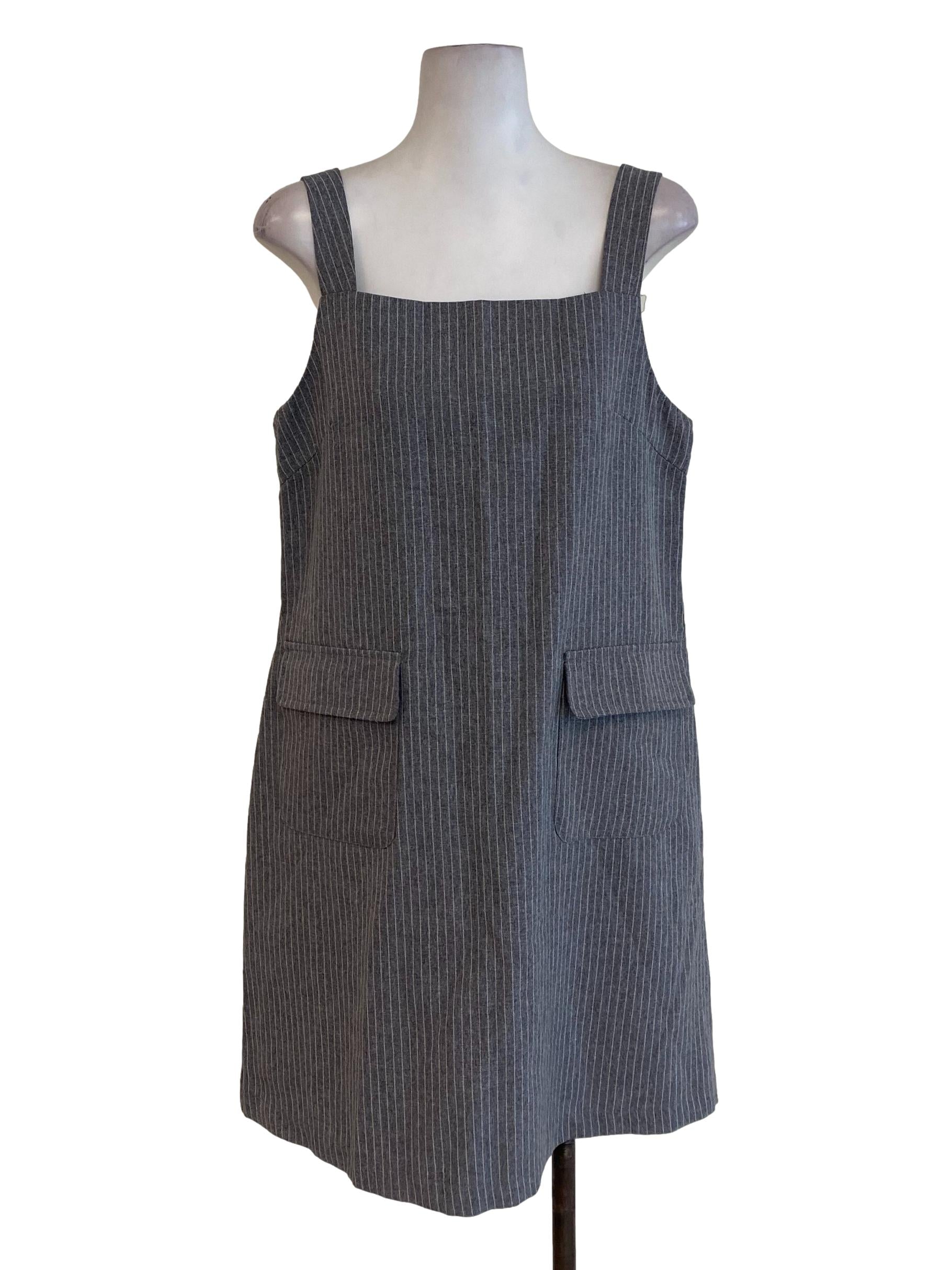 Grey Striped Shift Dress