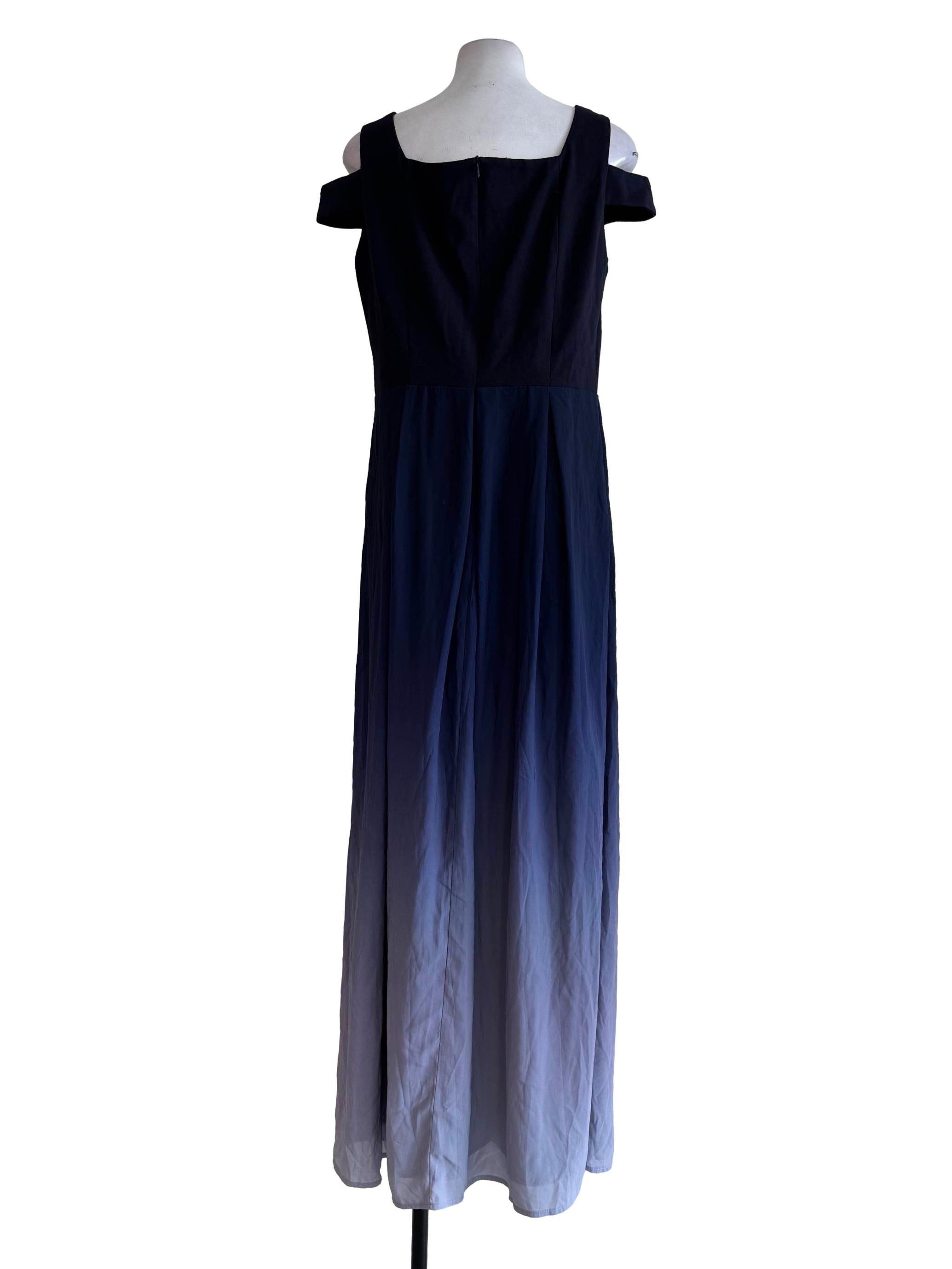 Blue Ombre V Neck Dress