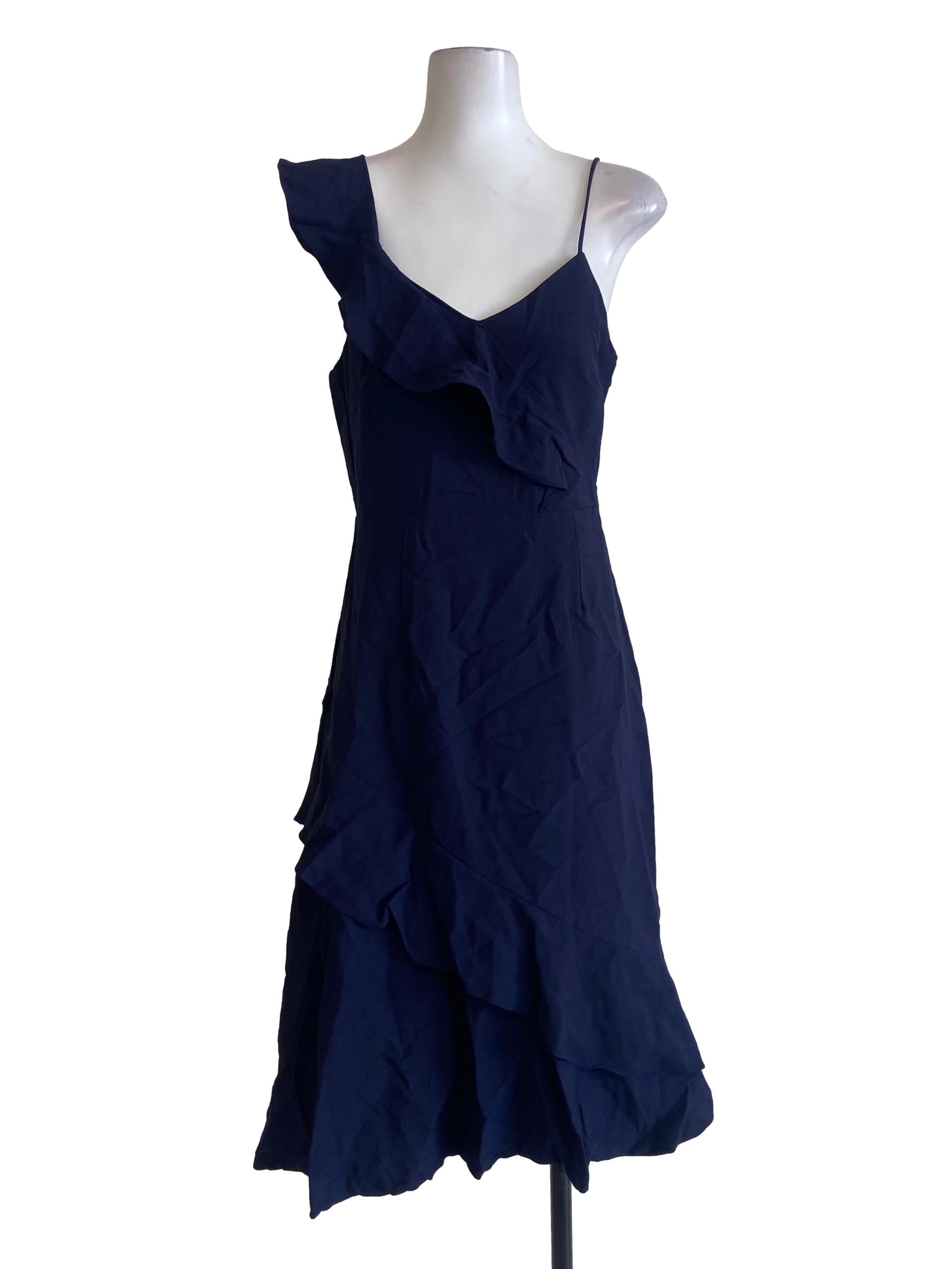 Navy Blue Asymmetric Layered Dress