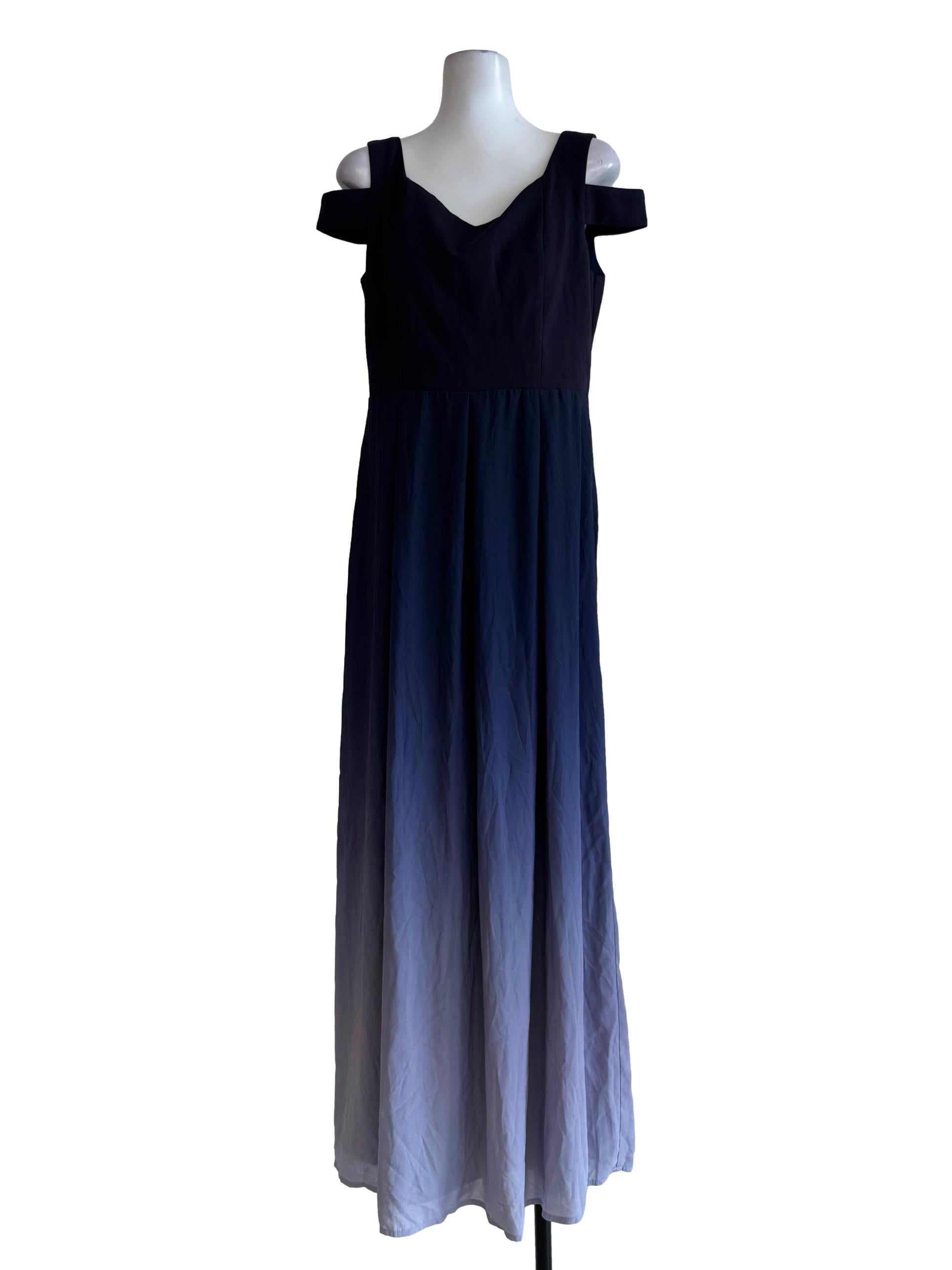 Blue Ombre V Neck Dress