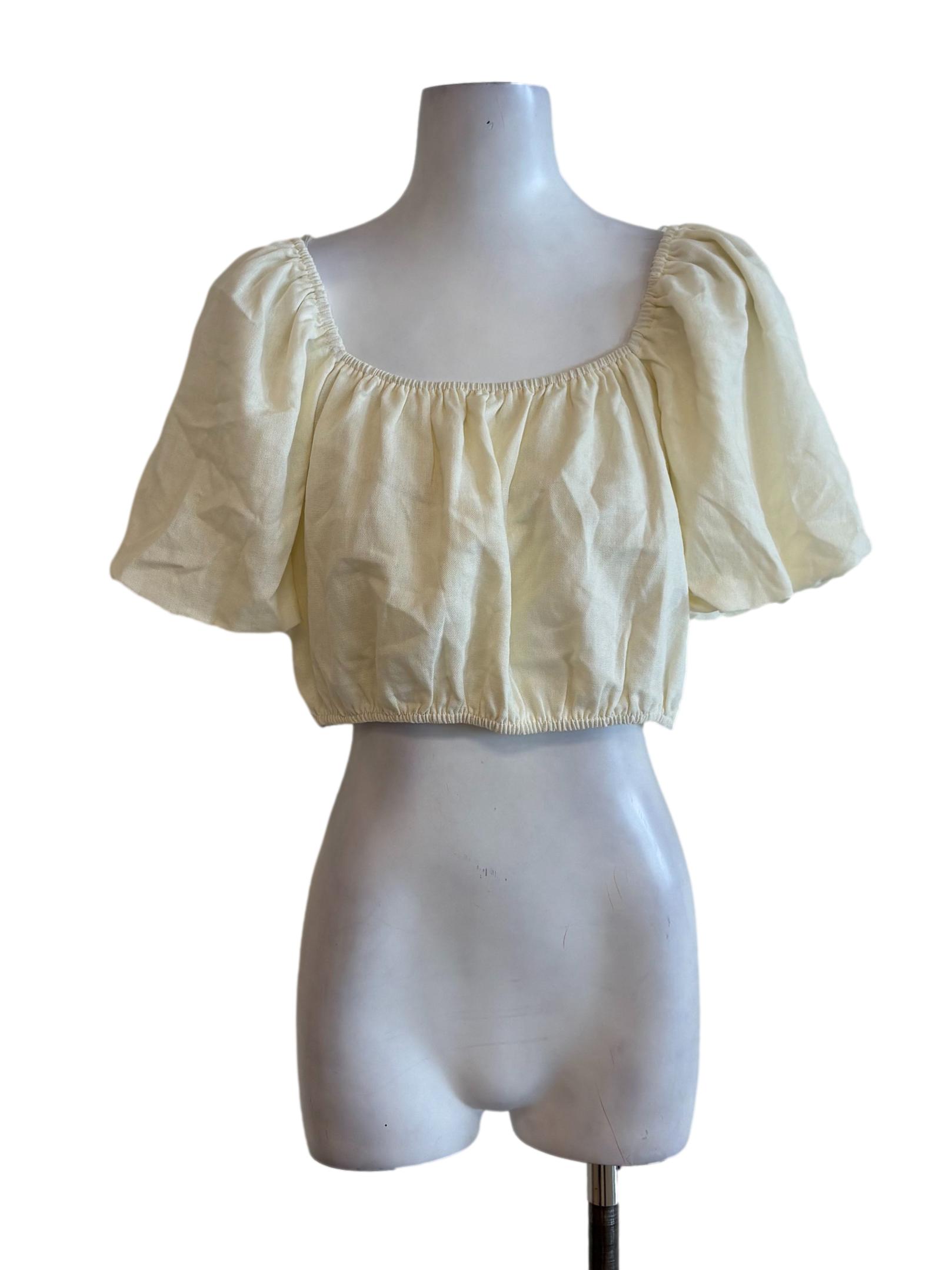 Cream Balloon Crop Top