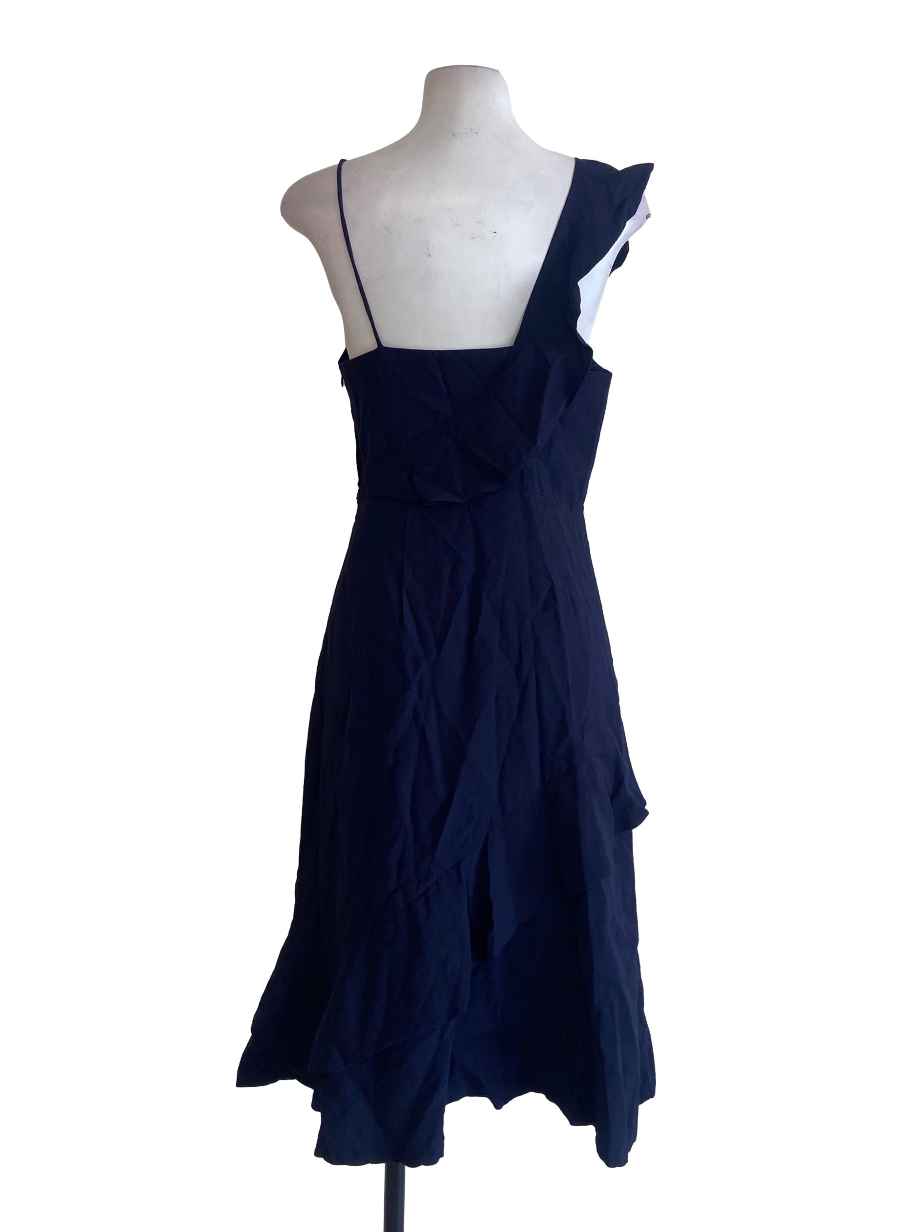 Navy Blue Asymmetric Layered Dress