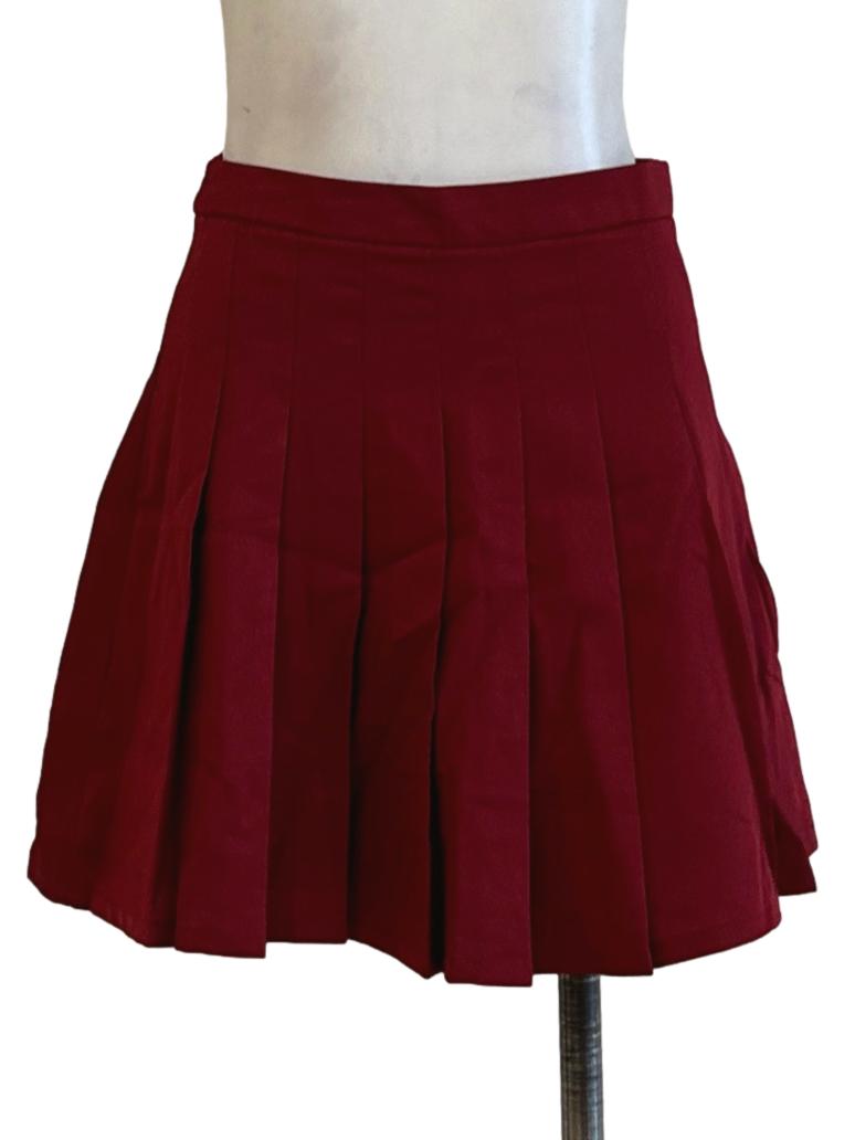 Red Pleated Skirt