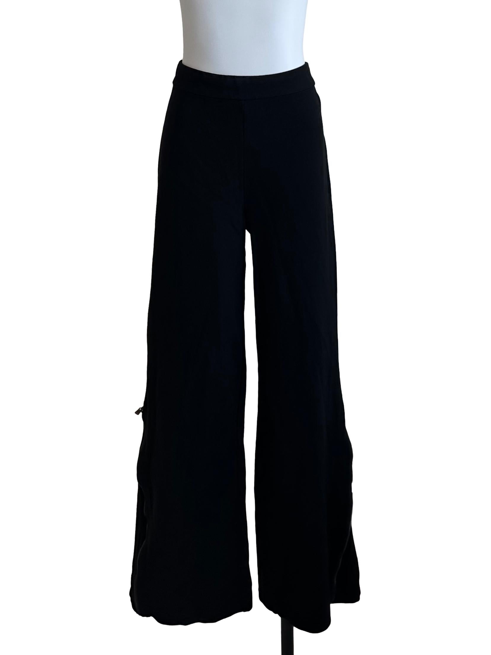 Raven Black High Waist Flare Long Pants
