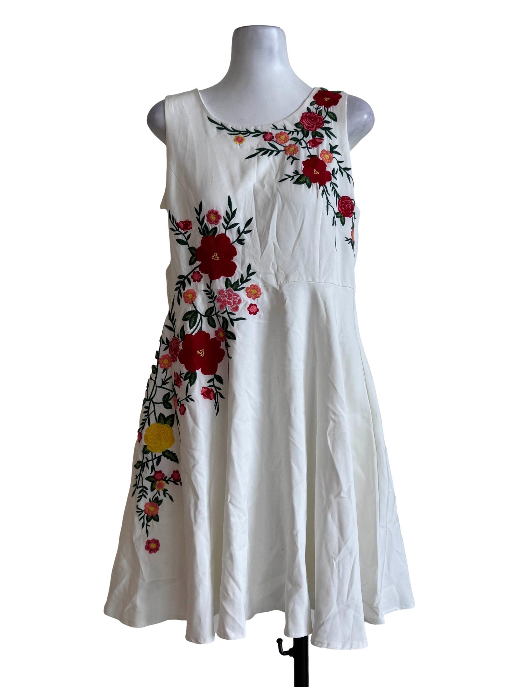 Eggshell Embroidery Empire Dress