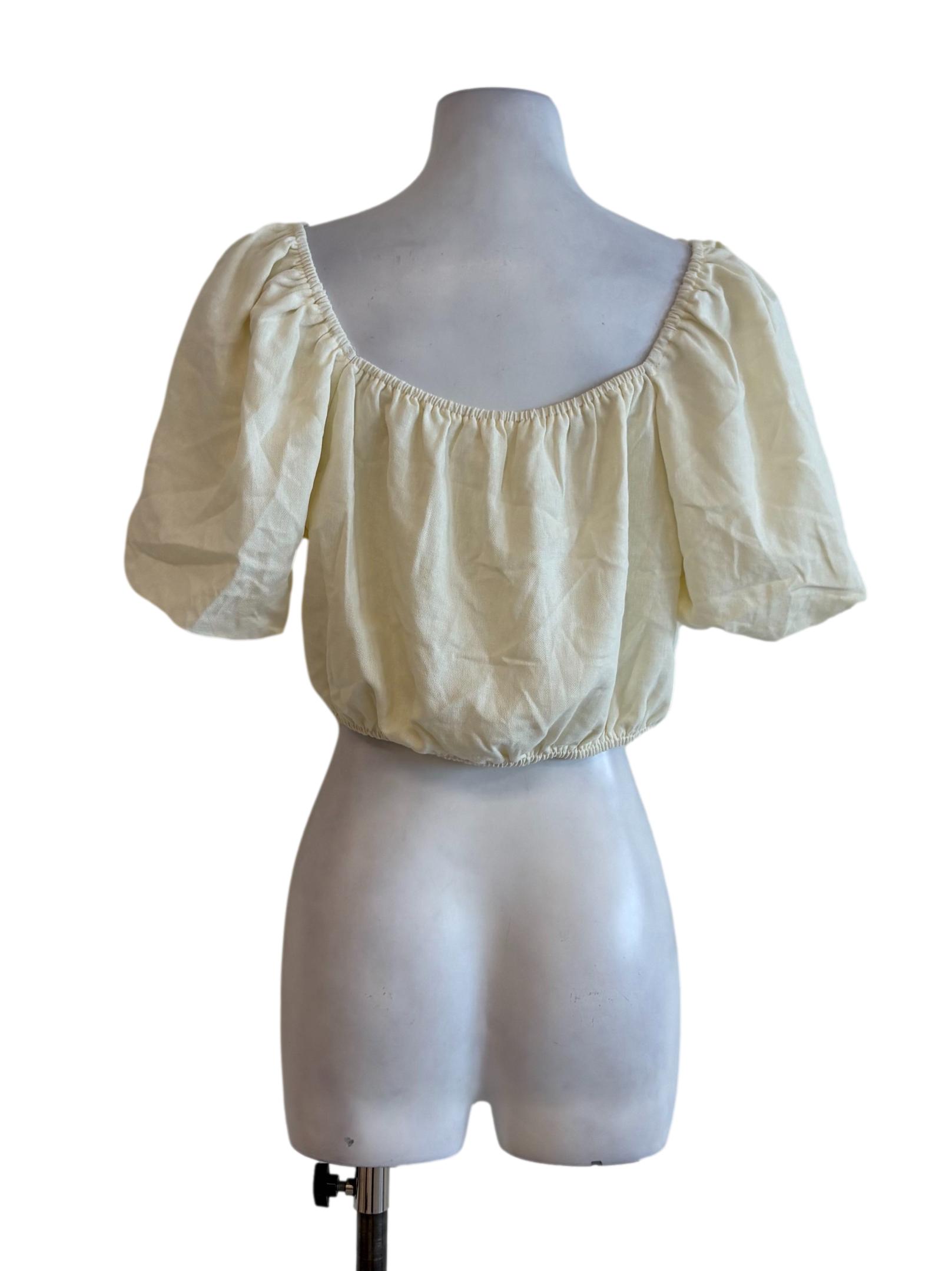 Cream Balloon Crop Top