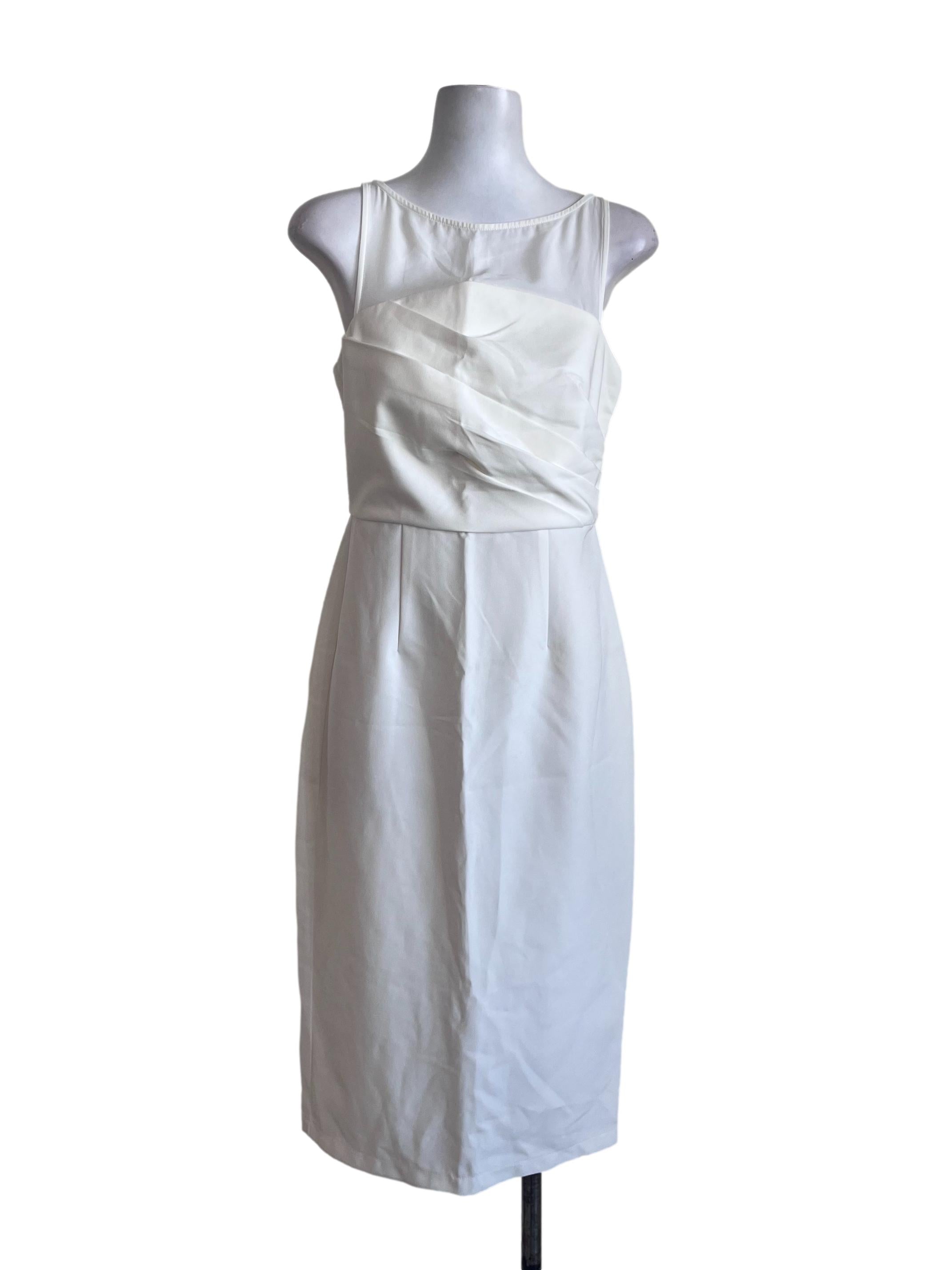 White Sleeveless Pegged Dress LB
