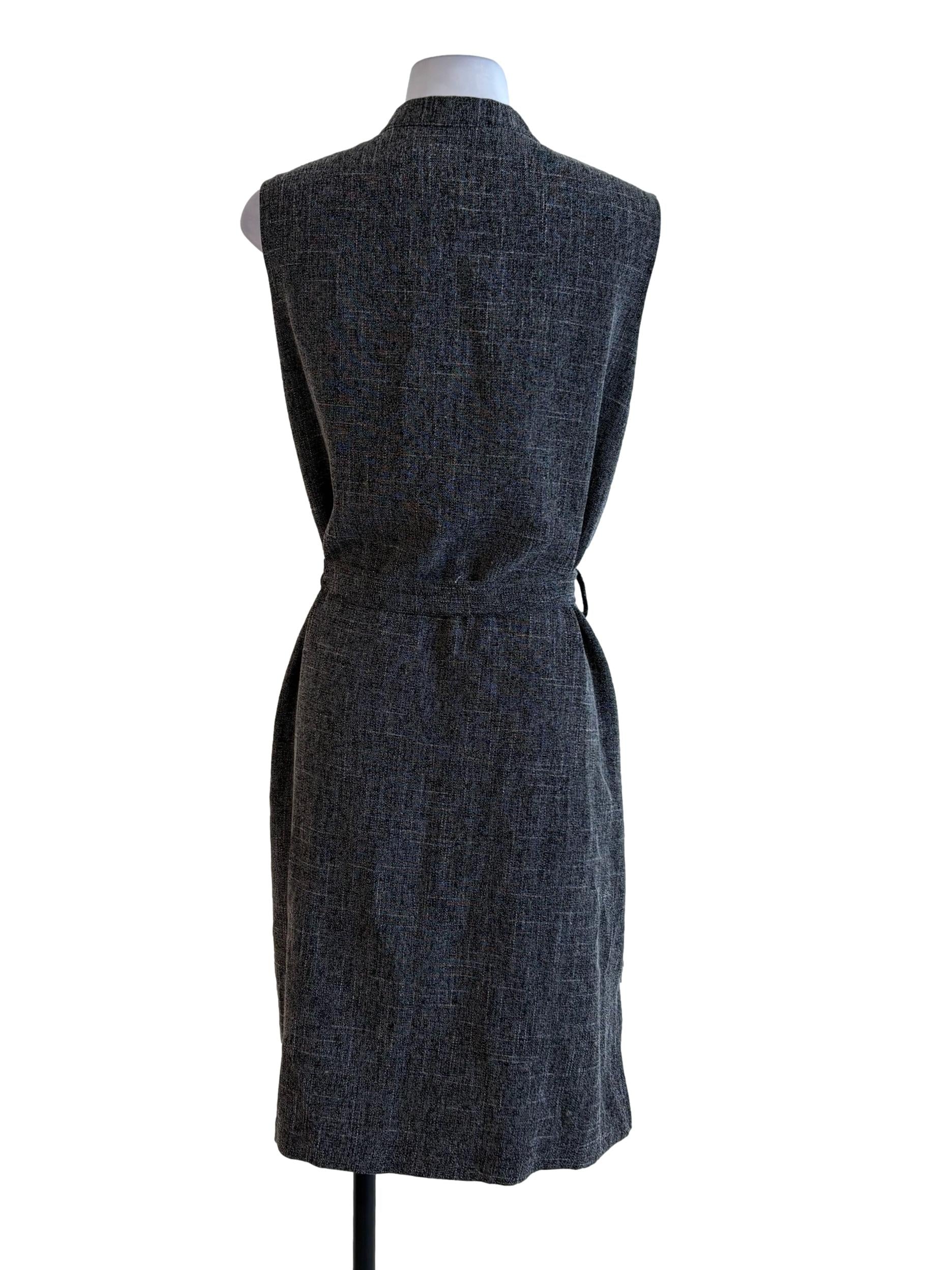 Grey Twill Buttoned Straight Dress