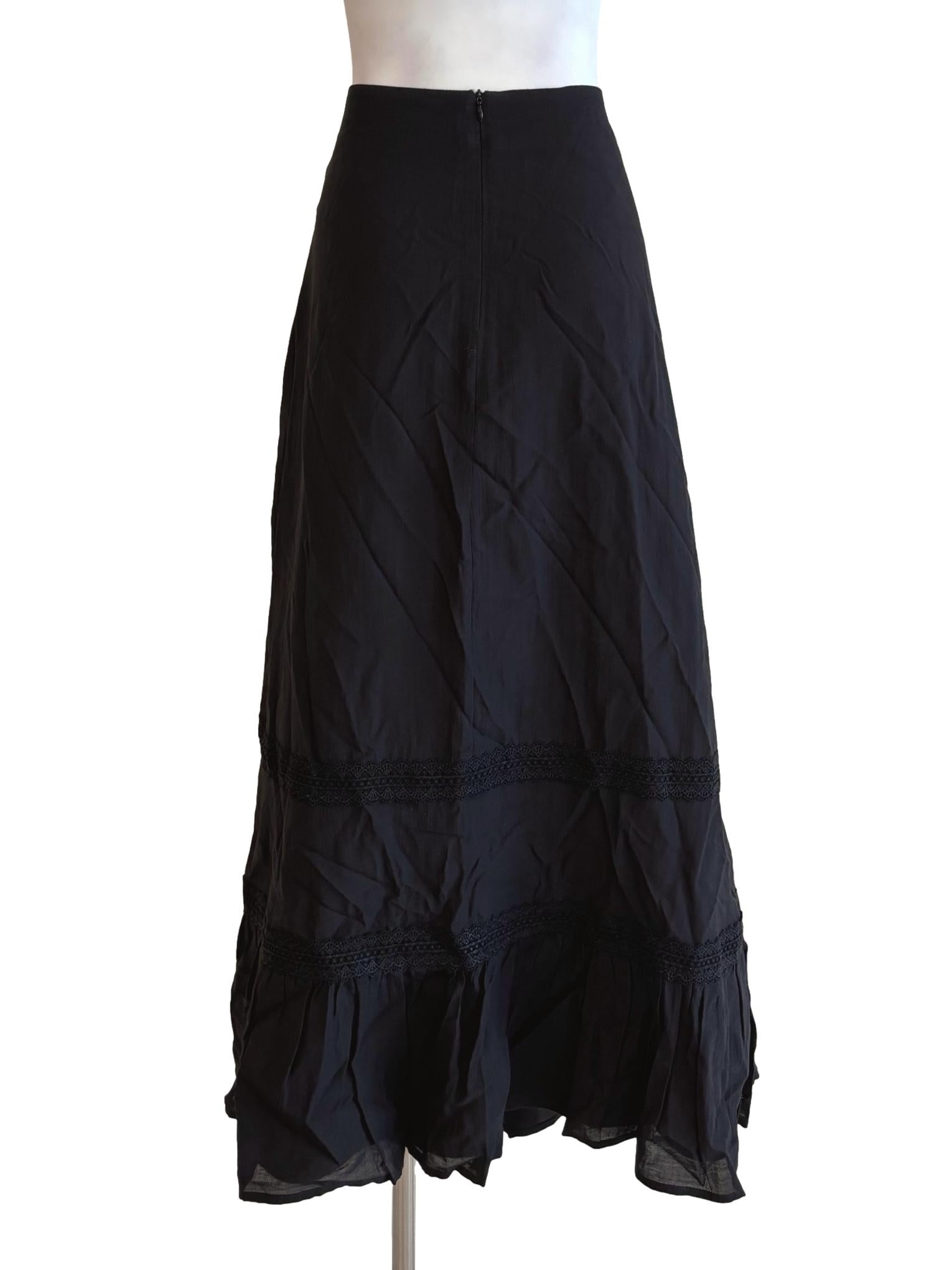 Jet Black Cotton A-Line Skirt TTR