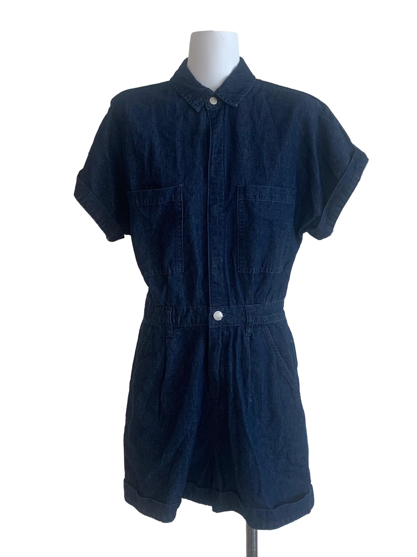 Navy Blue Shirt Romper