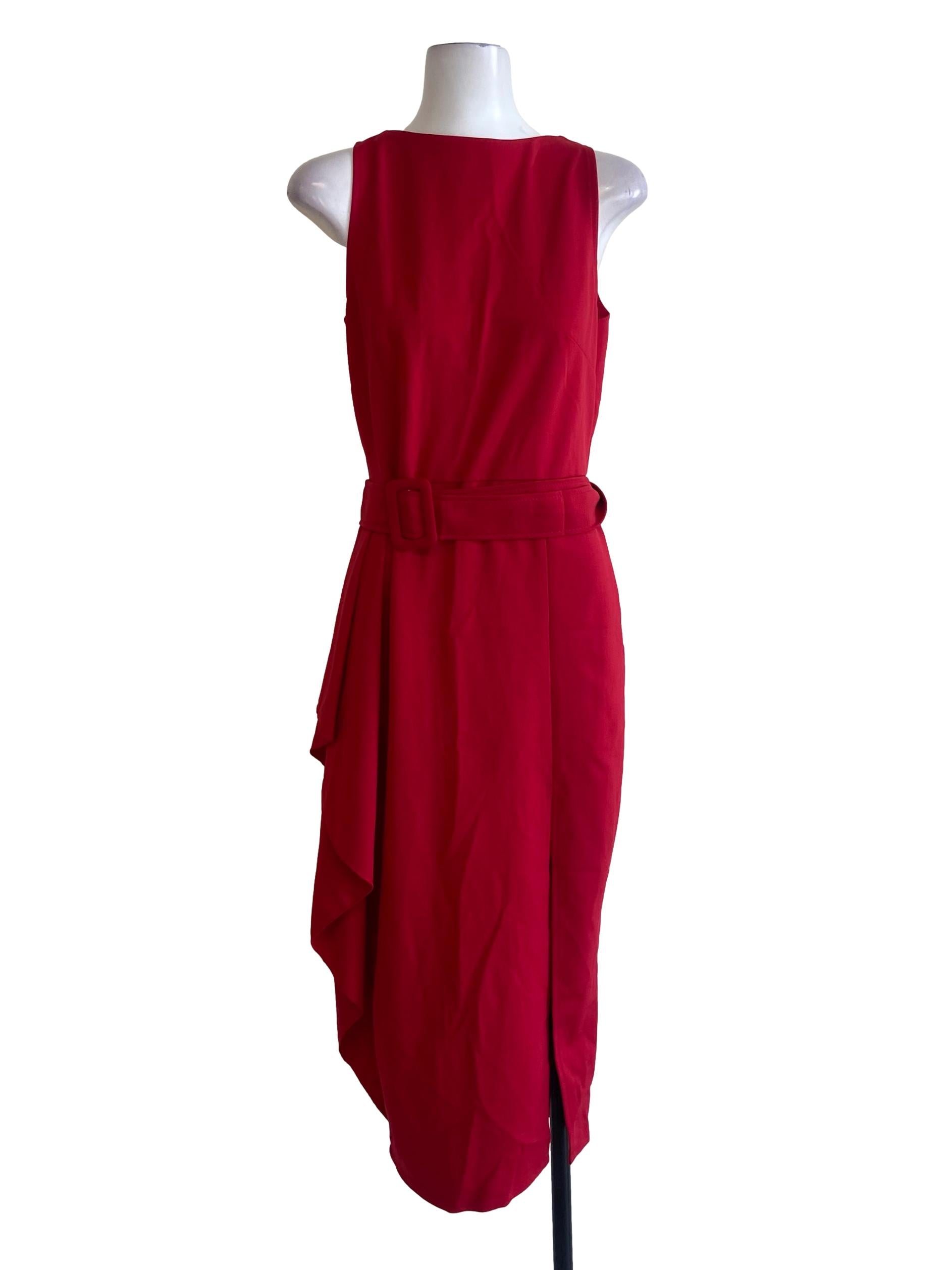 Rose Red Sleeveless Slit Dress