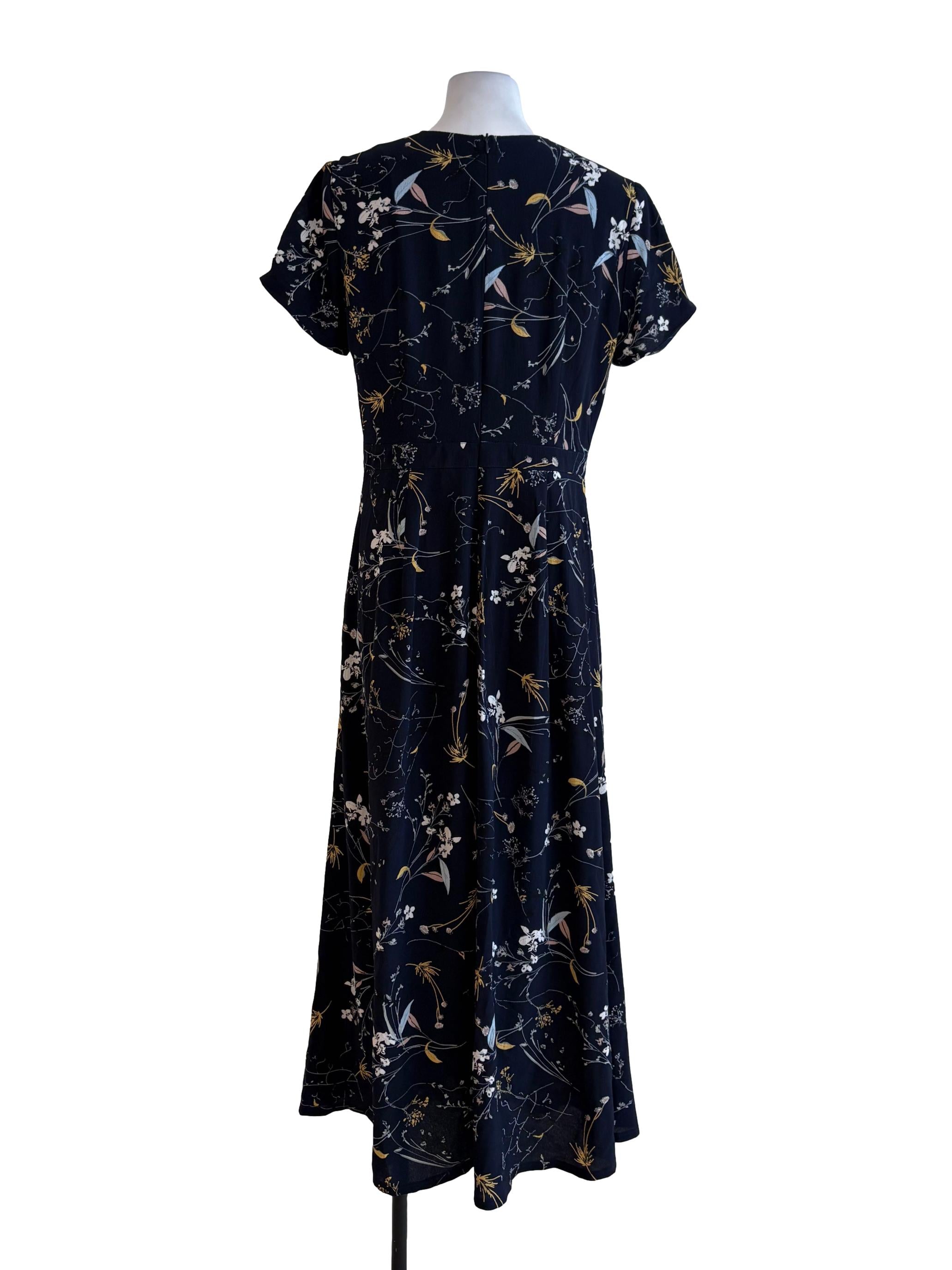 Navy Blue Floral Shirt Dress
