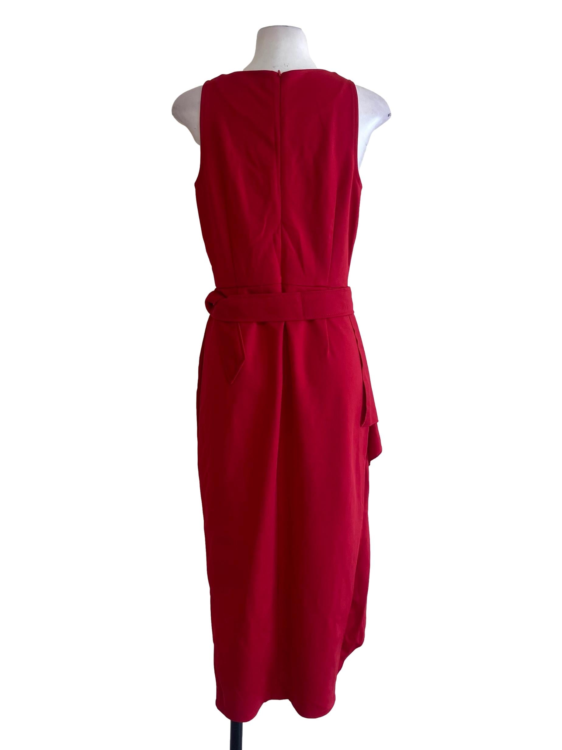 Rose Red Sleeveless Slit Dress