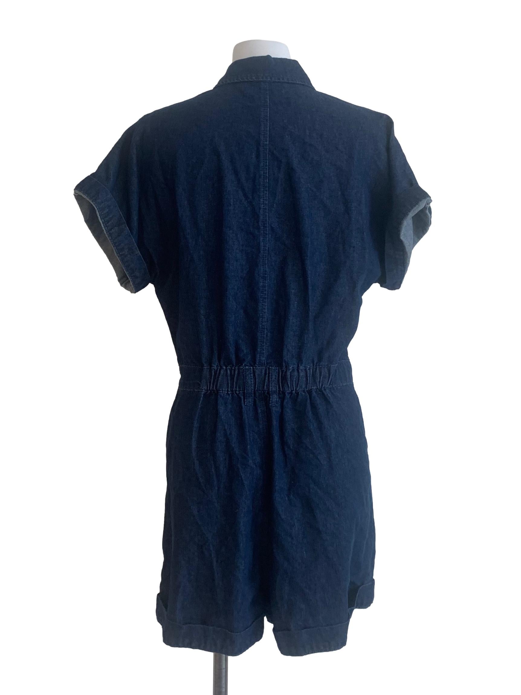 Navy Blue Shirt Romper