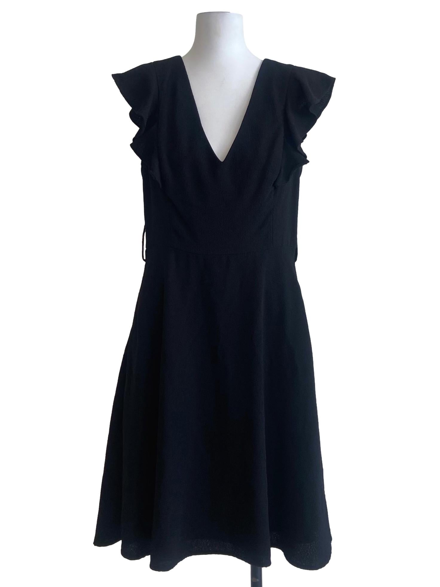 Black V-Neck A-Line Dress