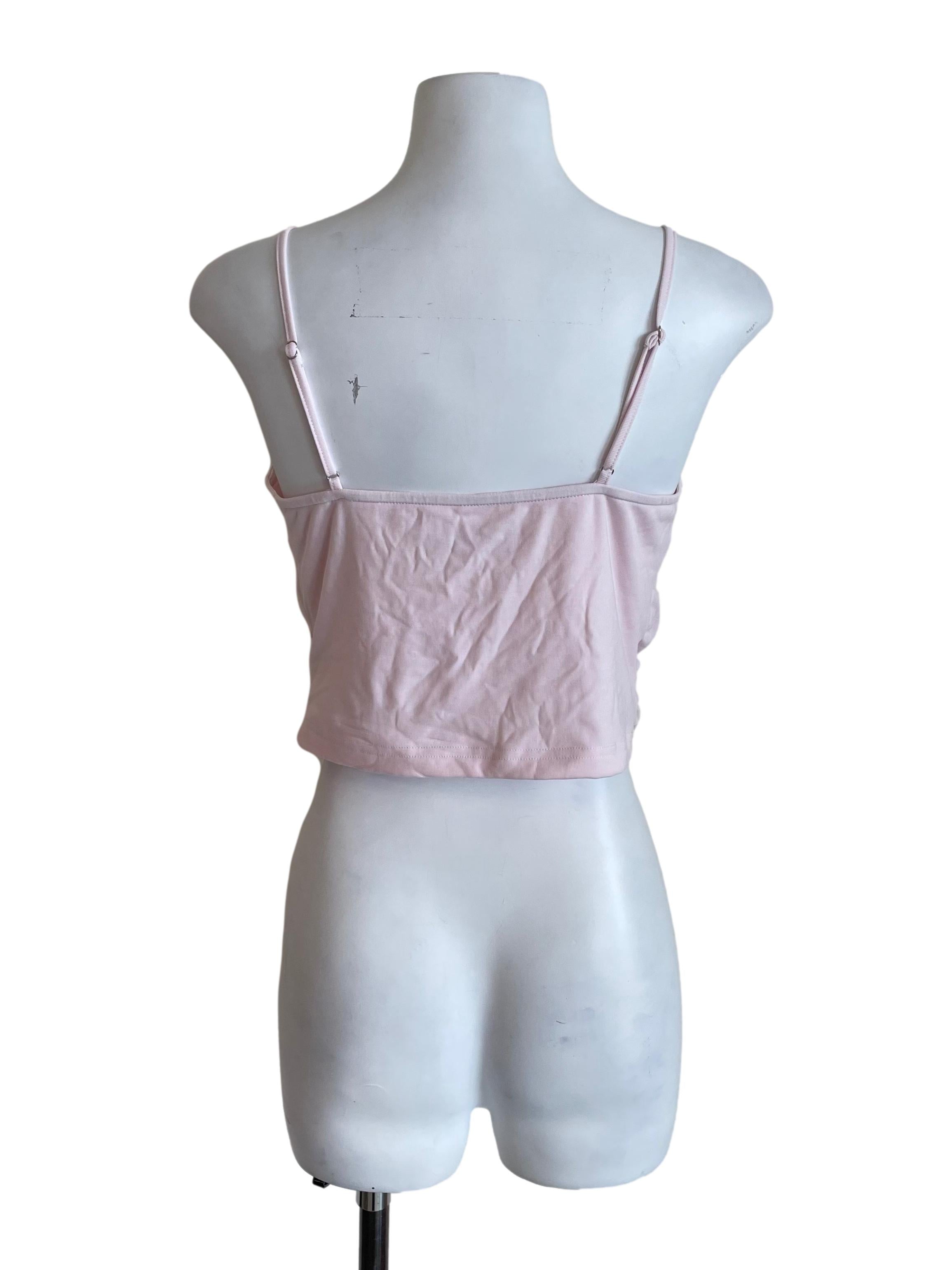 Pastel Pink Draped Milkmaid Crop Top
