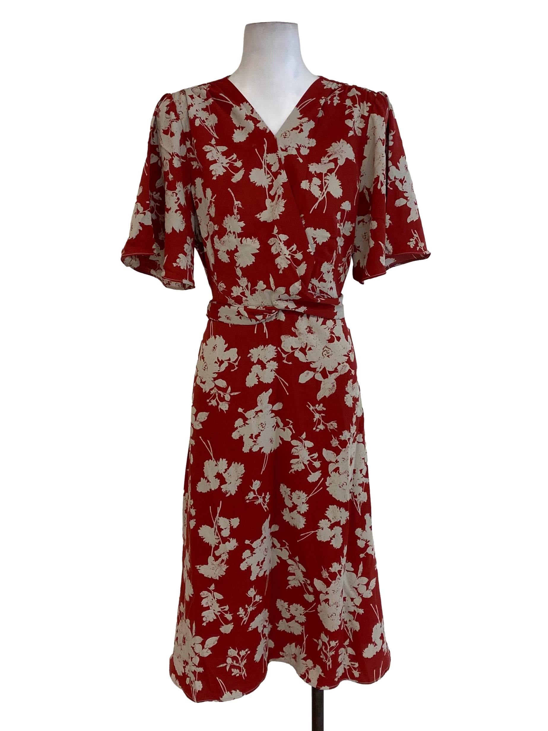 Red Floral Empire Dress