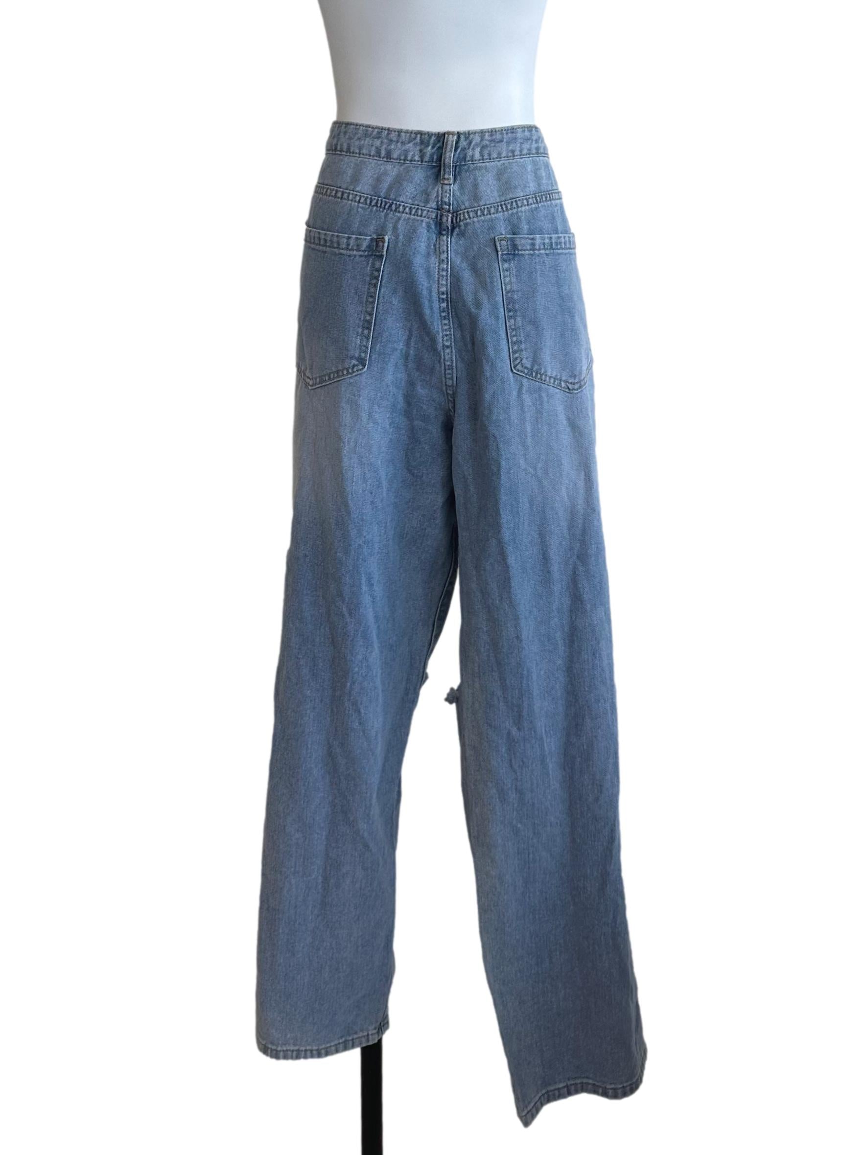 Light Blue Denim Ripped Jeans