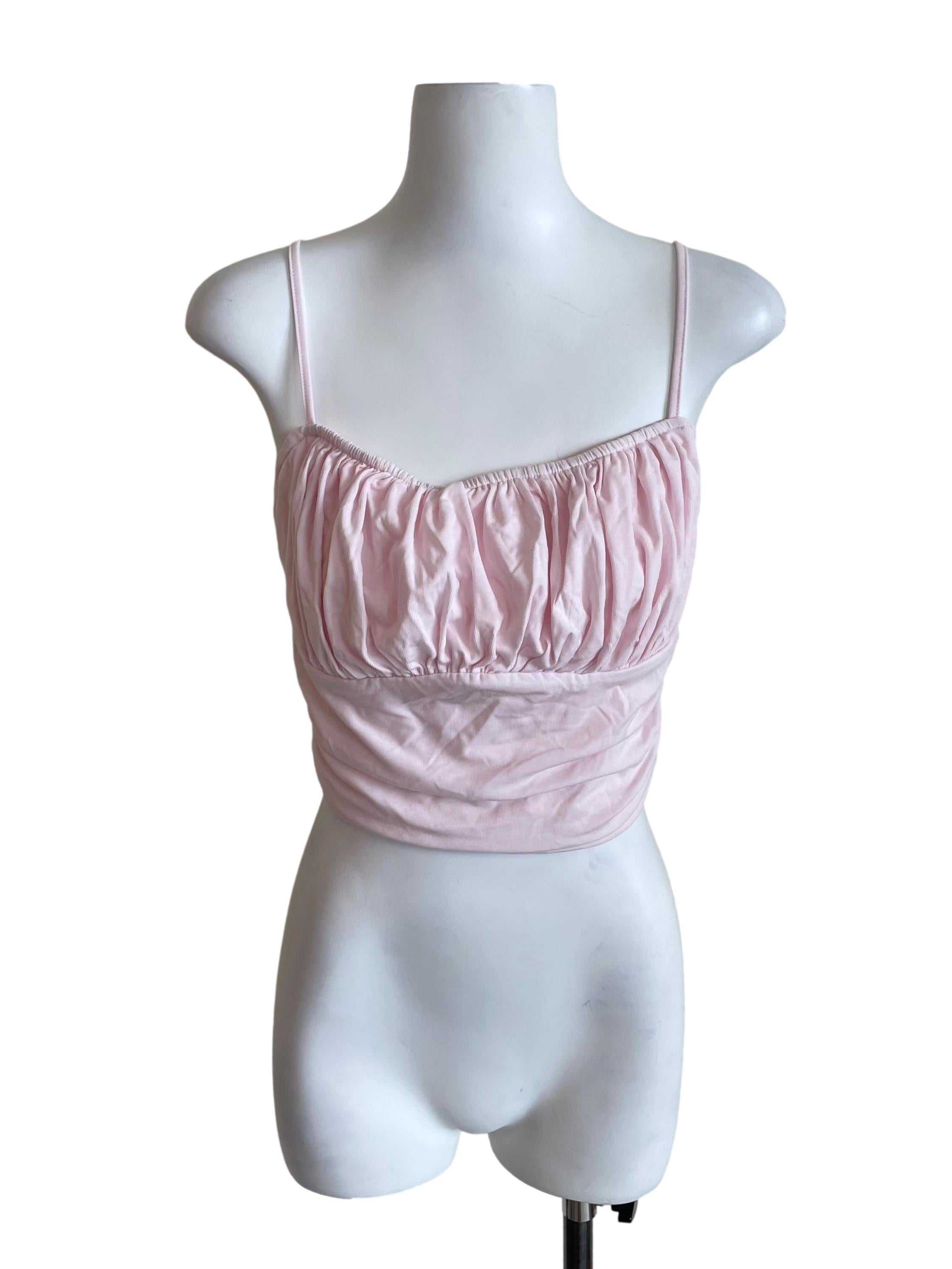 Pastel Pink Draped Milkmaid Crop Top