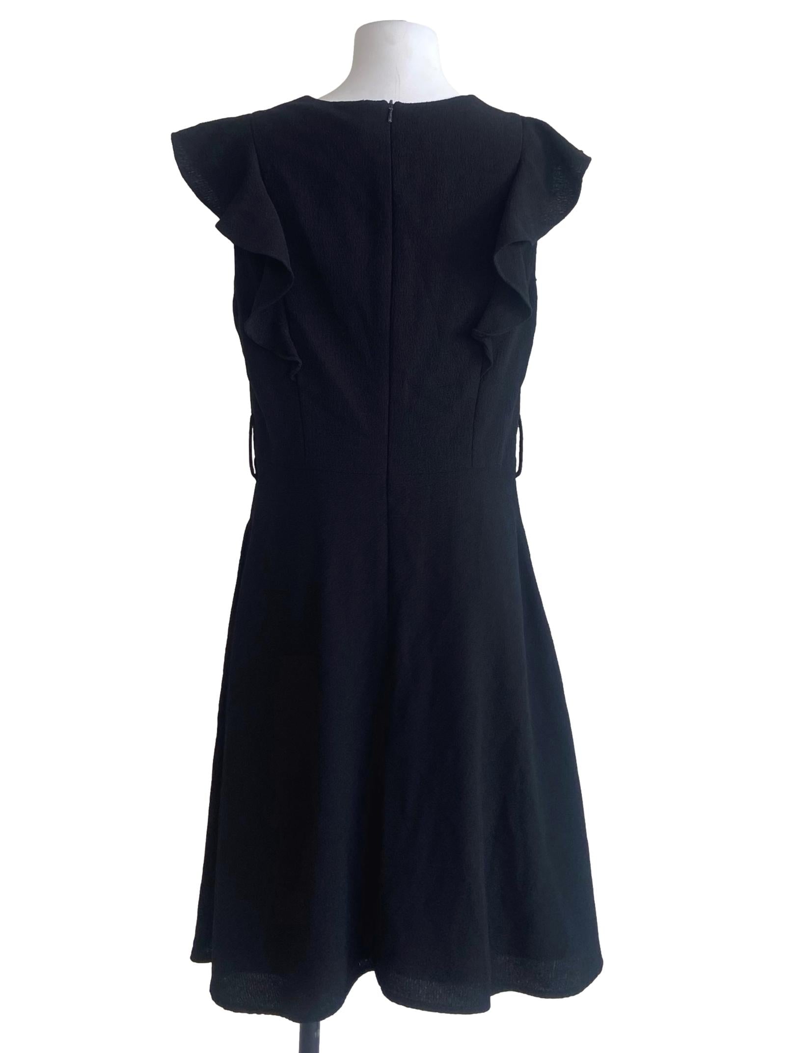 Black V-Neck A-Line Dress