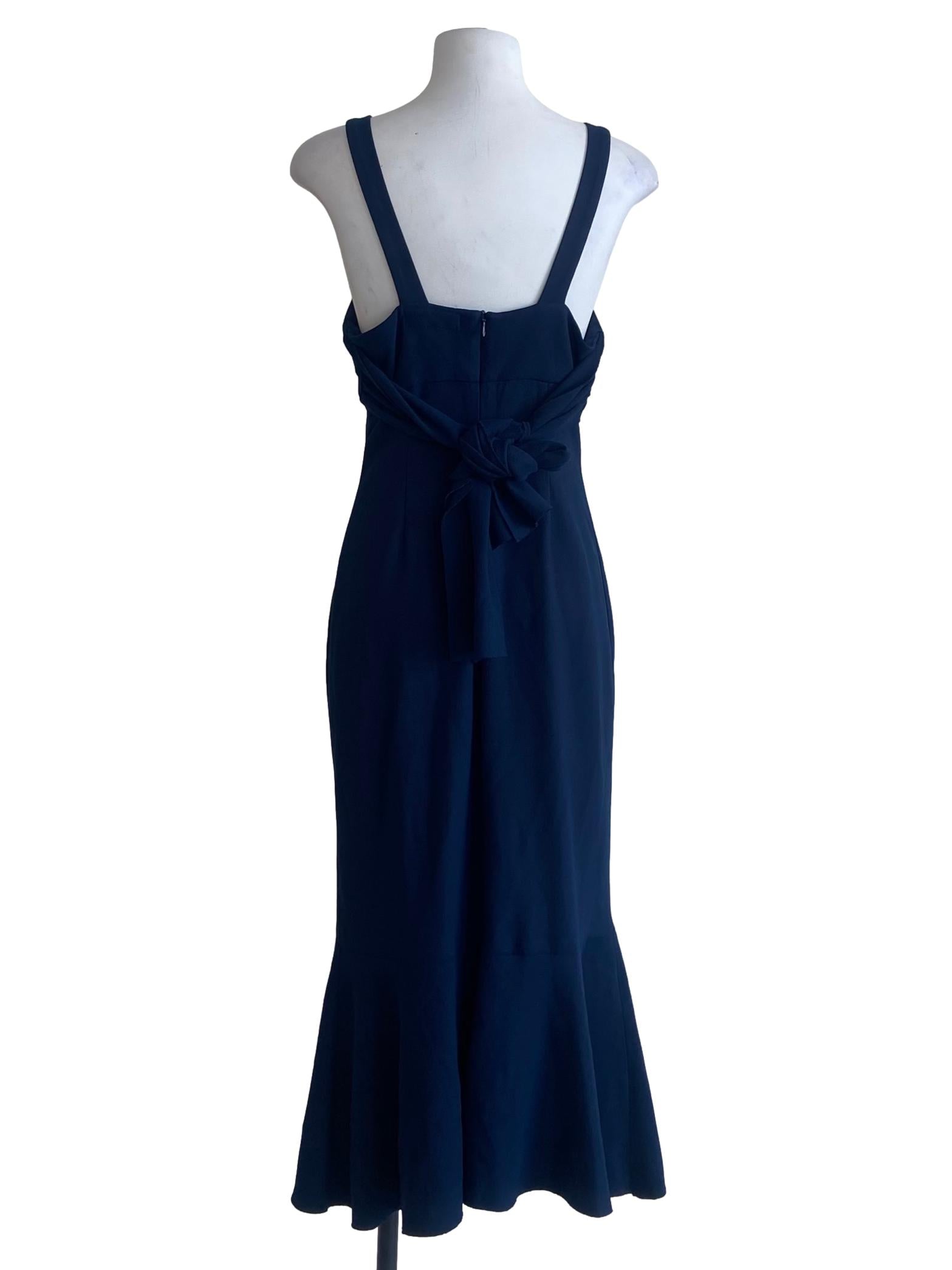 Navy Blue Slit Drop Waist Dress