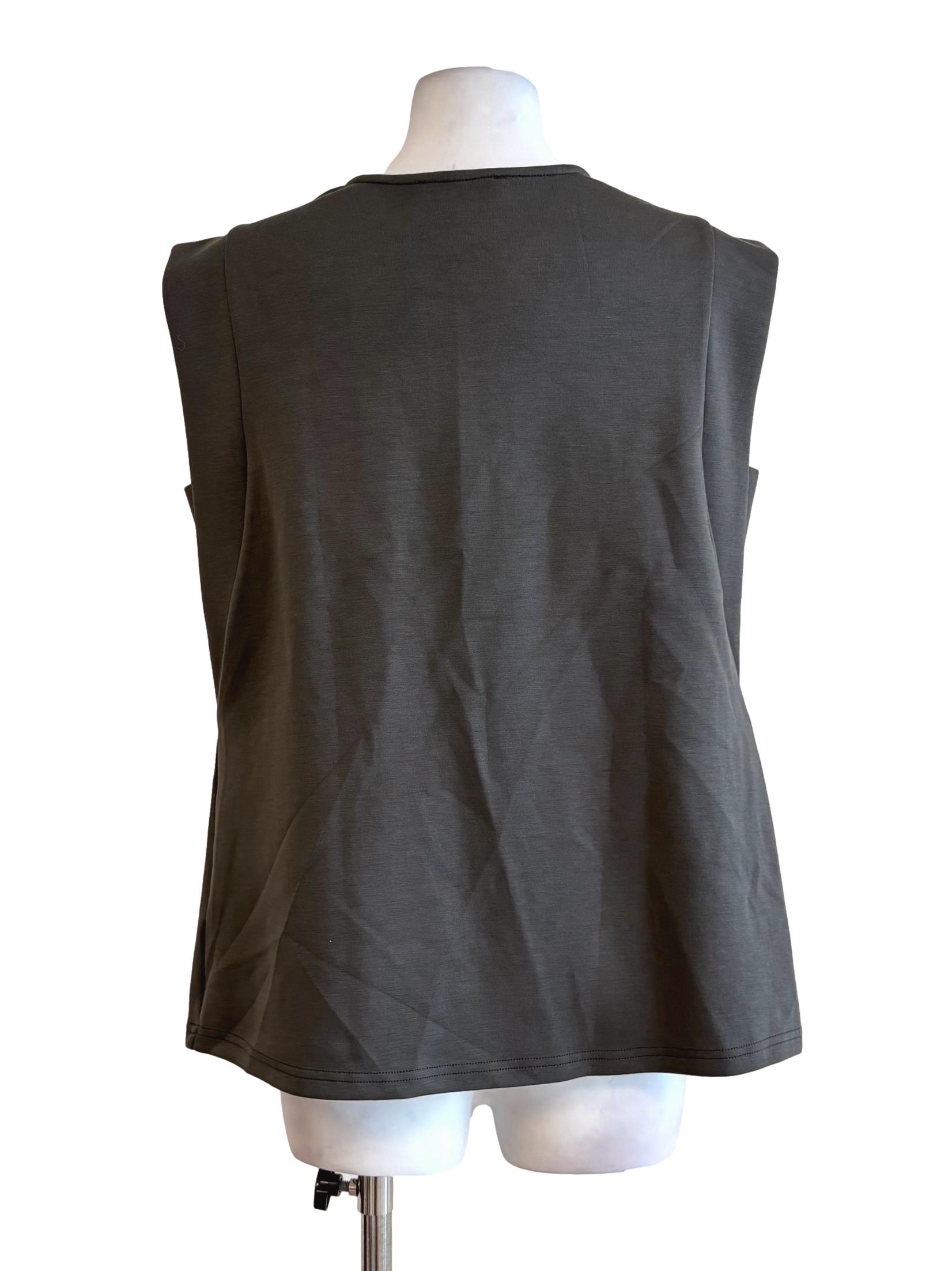 Dark Moss Green Sleeveless Cowl Top