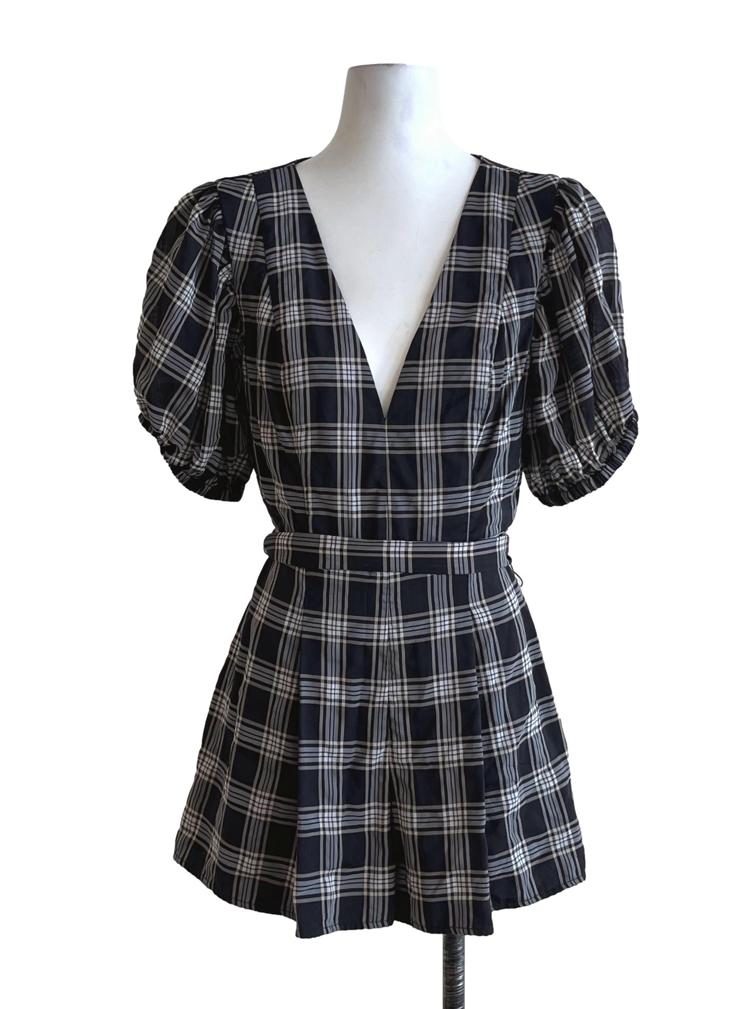 Black Tartan Romper