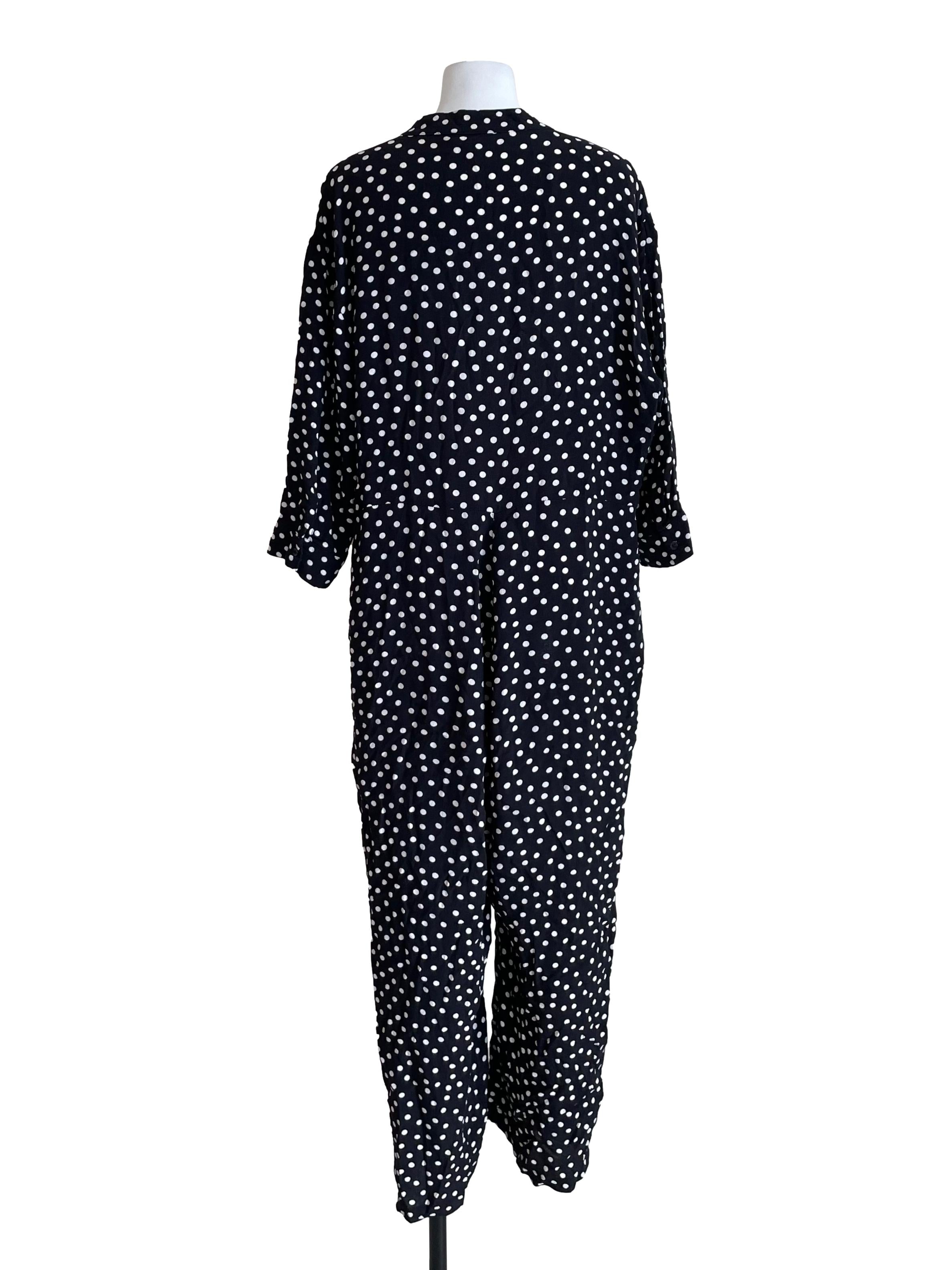 Black Polka Dot V Neck Jumpsuit