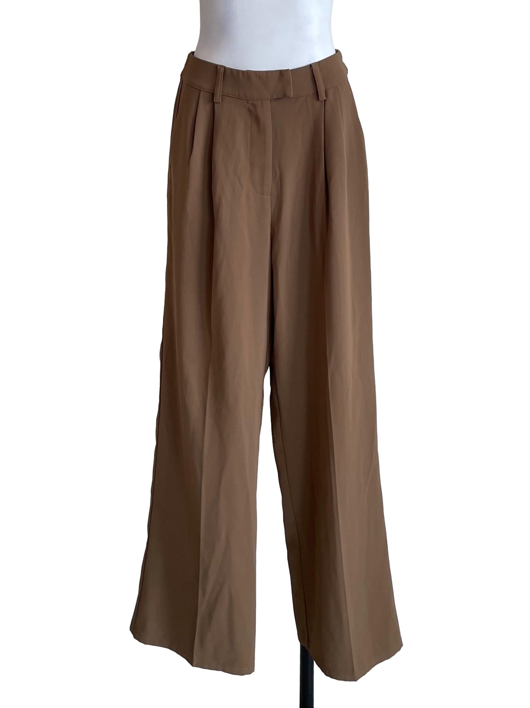 Peanut Brown Elastic Waist Pants