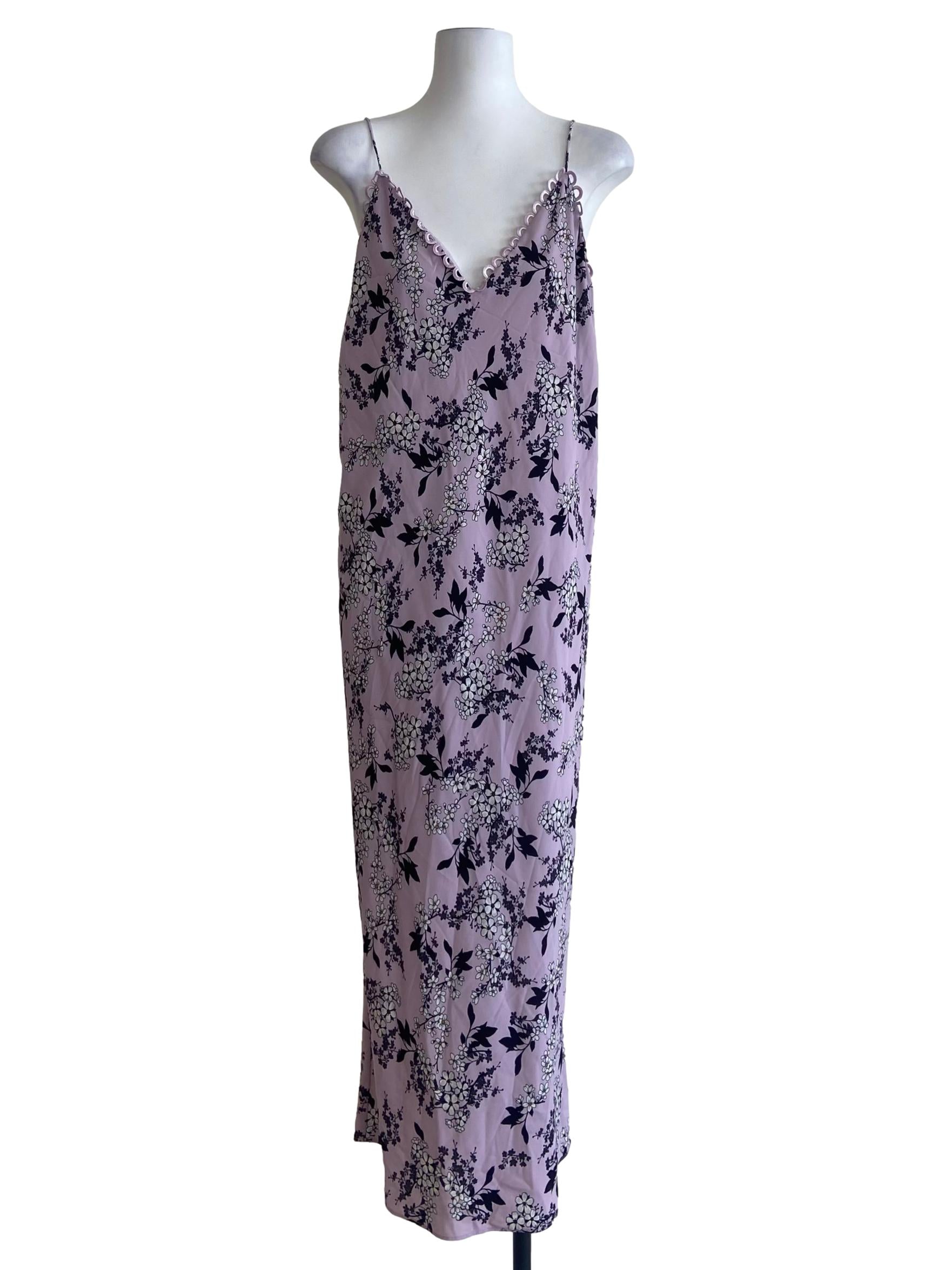 Heather Purple & Floral Spaghetti Strap Slip Dress
