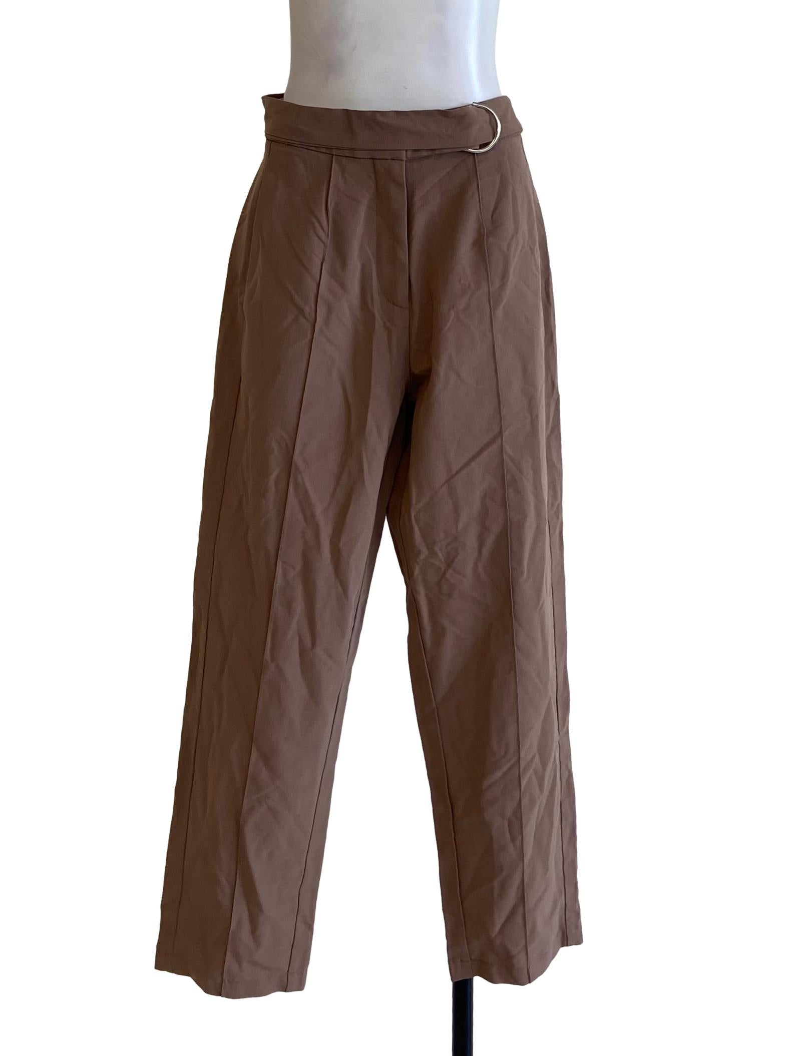 Bone Beige Pegged Formal Pants