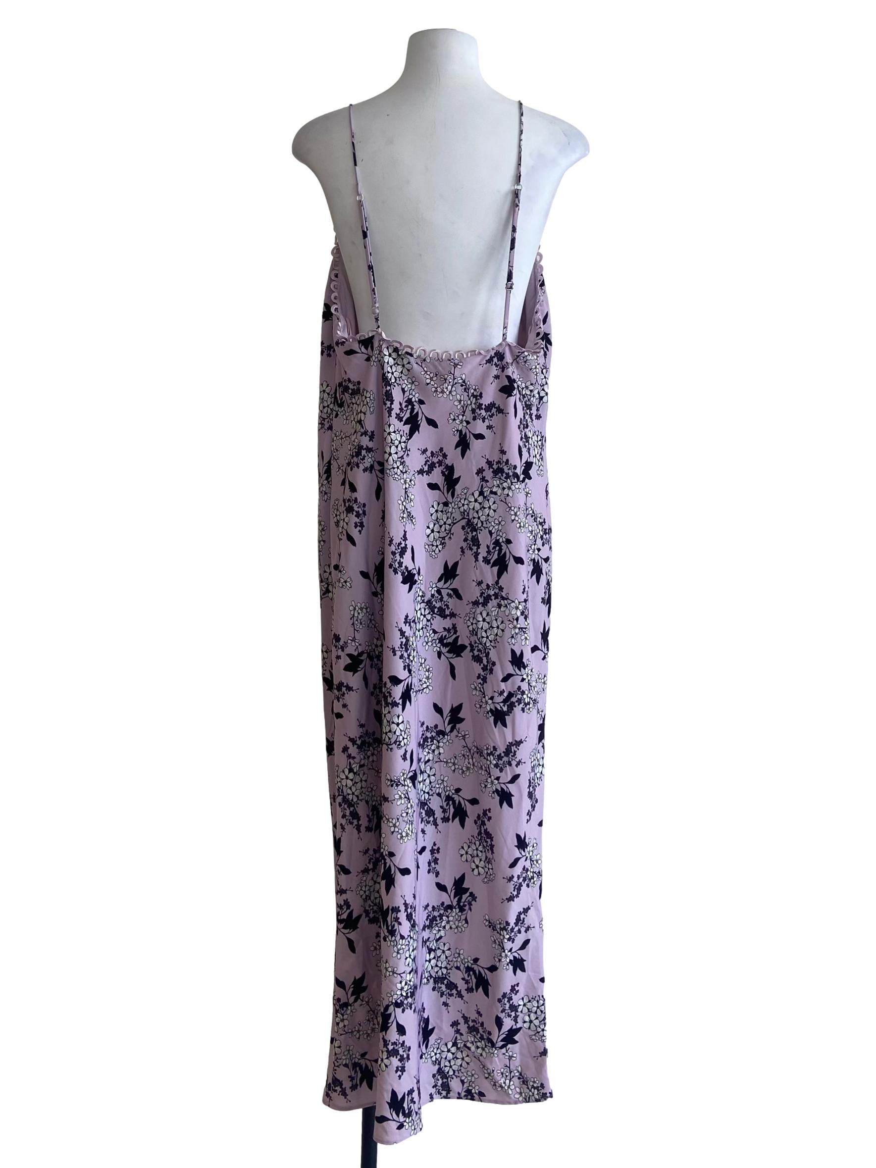 Heather Purple & Floral Spaghetti Strap Slip Dress