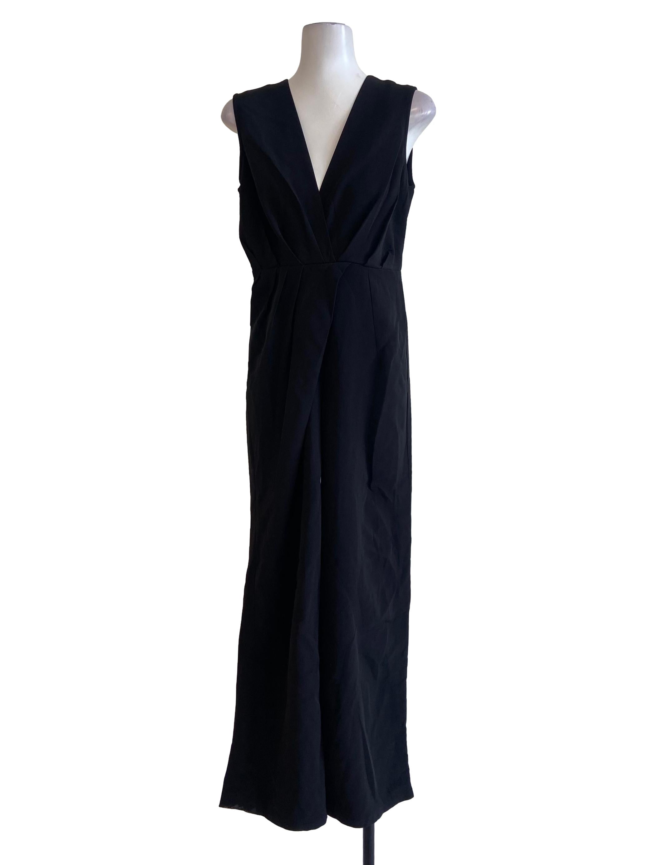Black Sleeveless Twill Jumpsuits