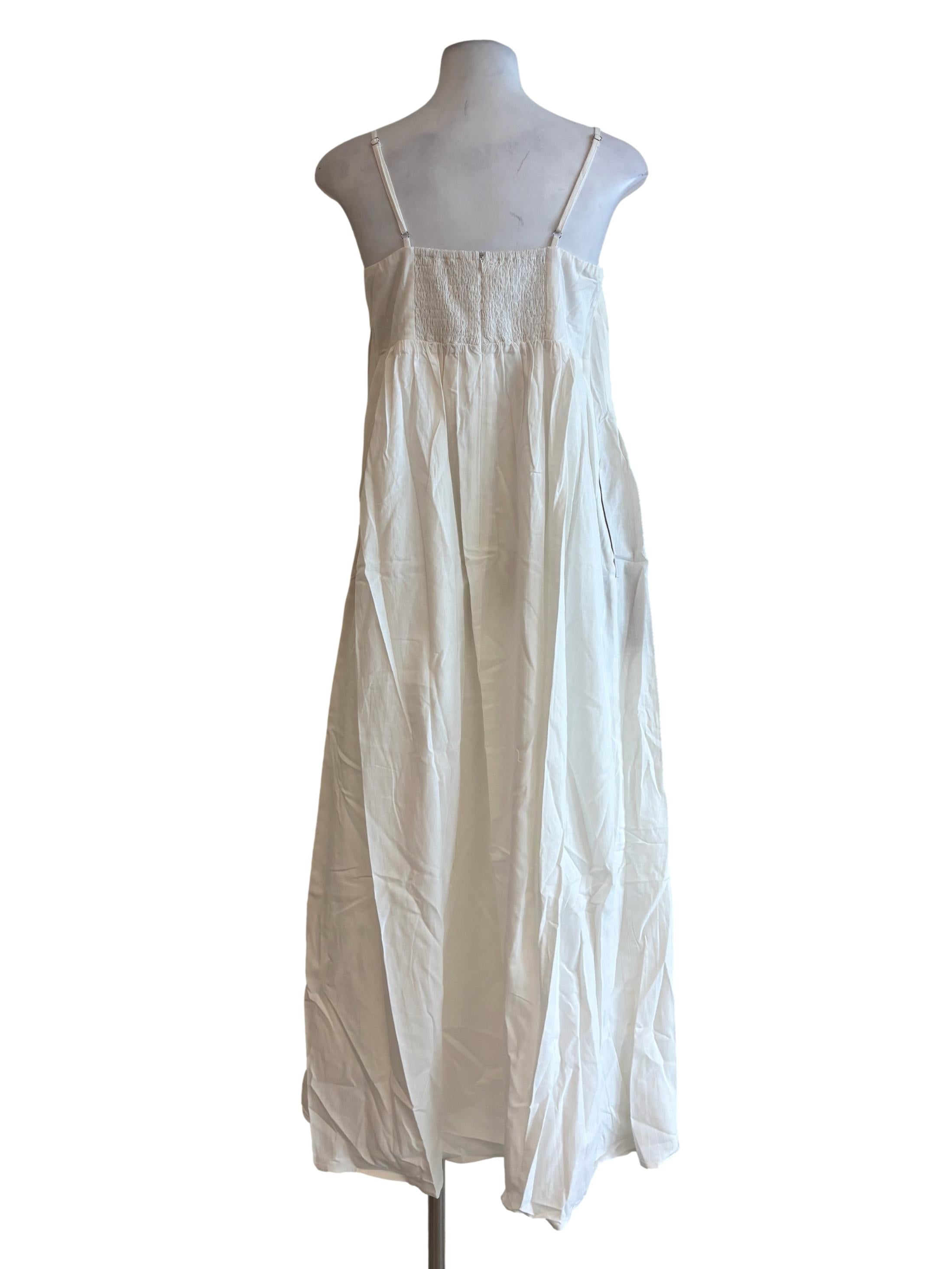 Off White Spaghetti Strap Smocked Dress
