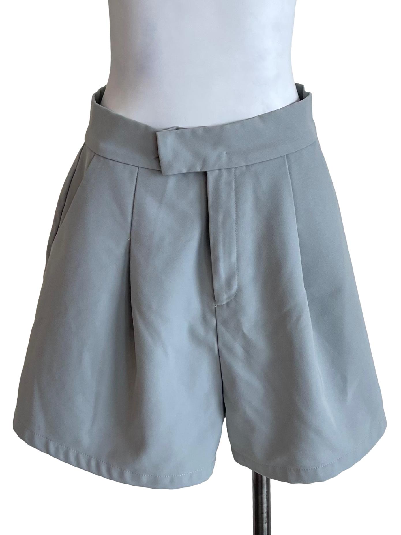 Slate Grey Pleat Shorts