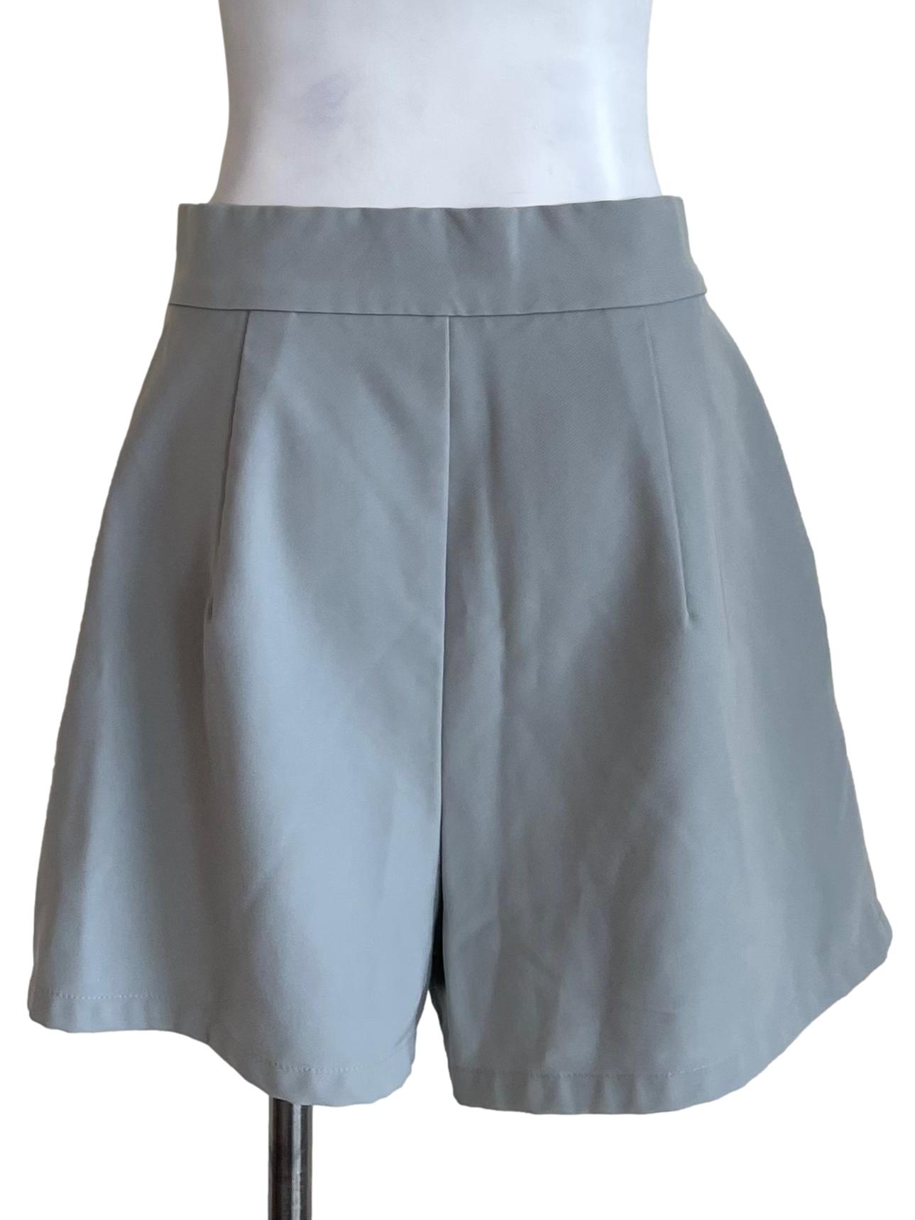 Slate Grey Pleat Shorts