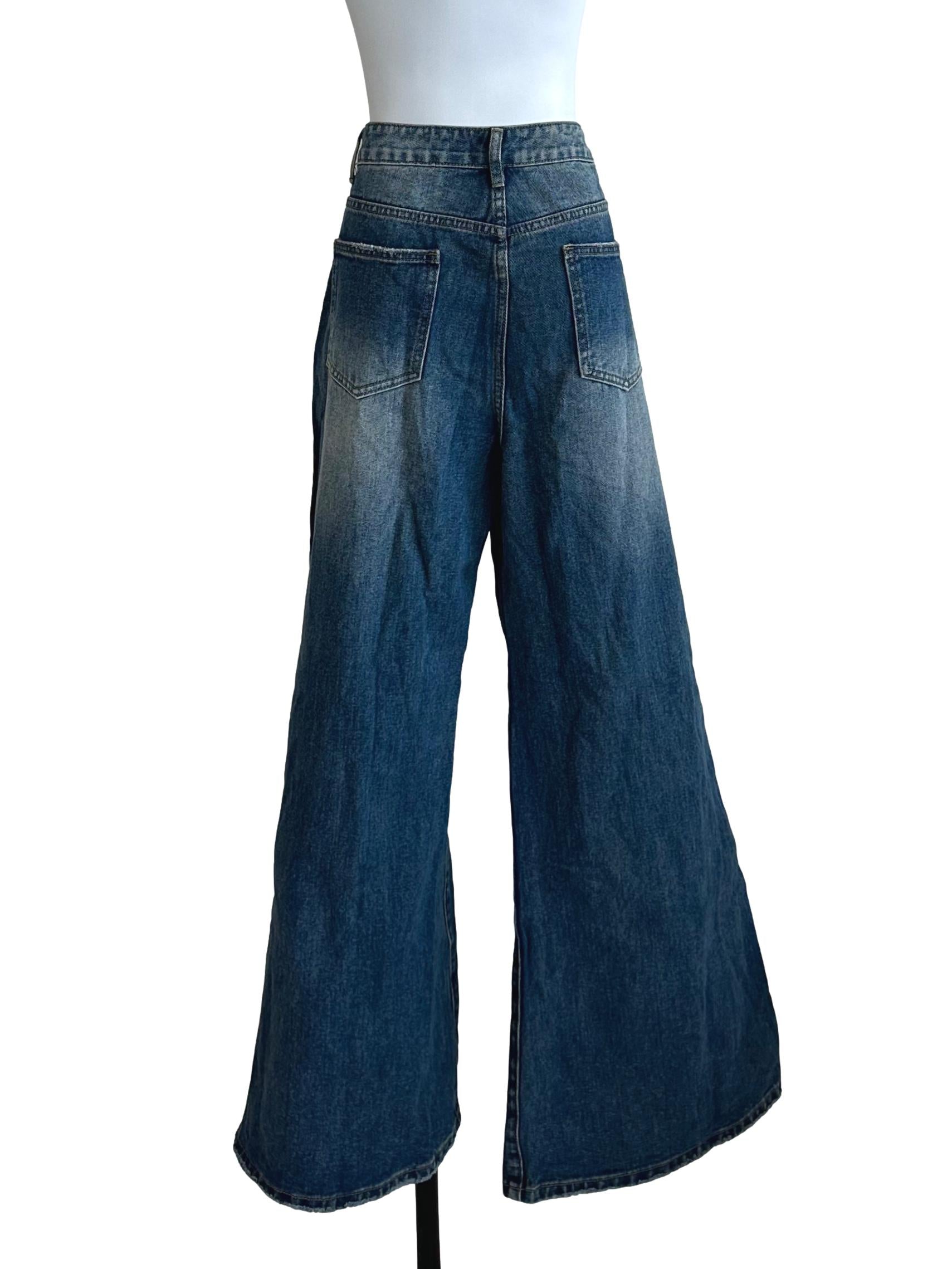 Vintage Blue Wide Leg Flare Jeans
