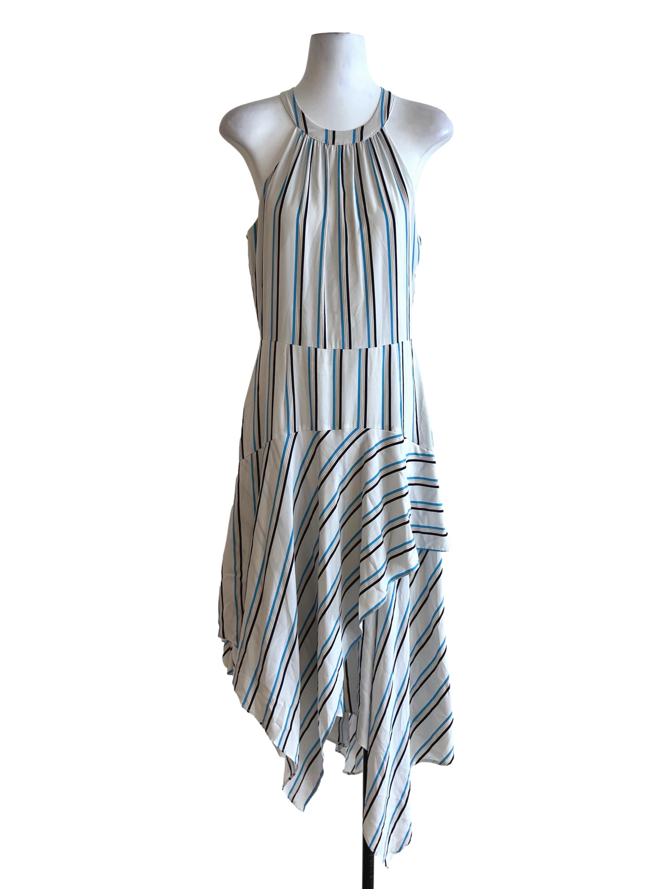 White Awning Stripe A-Line Dress
