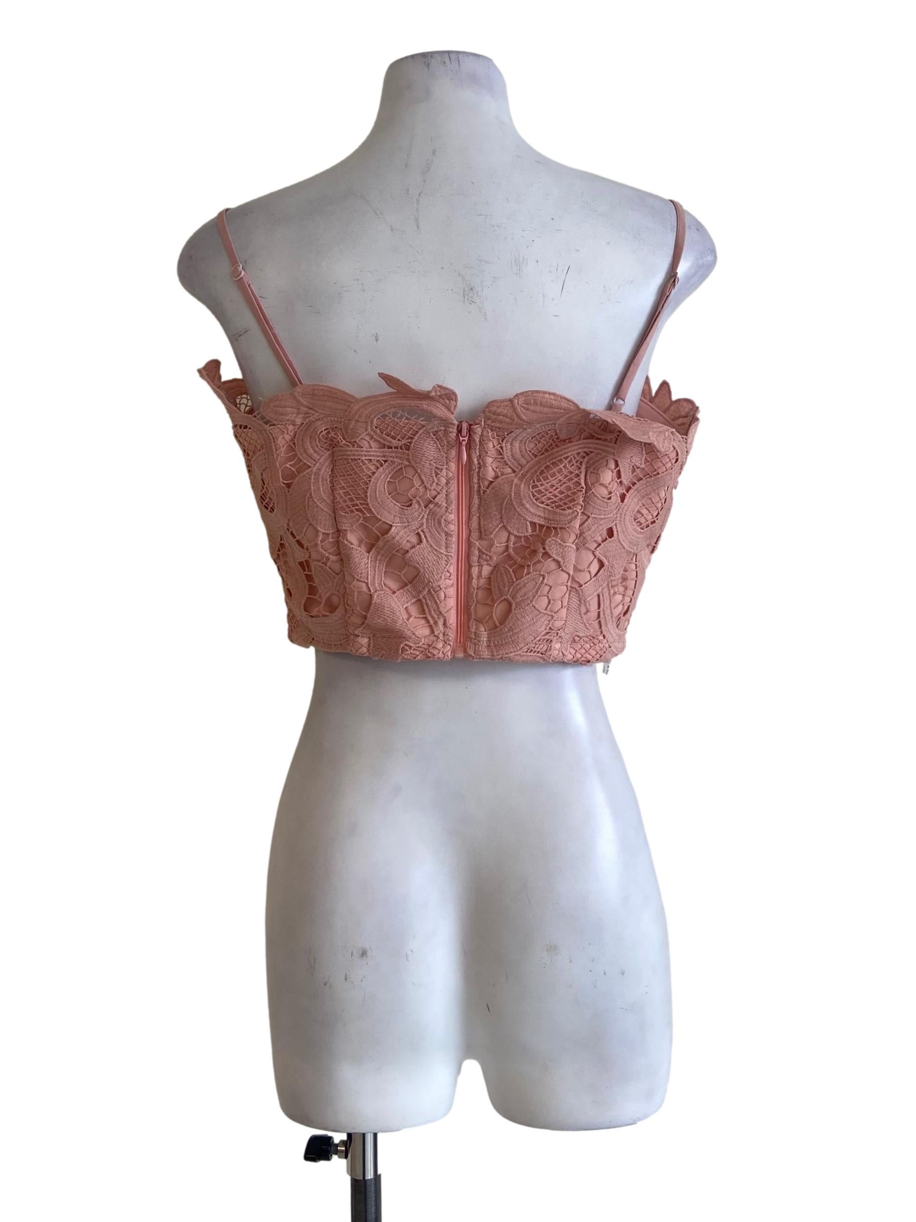 Pink Floral Lace Crop Top