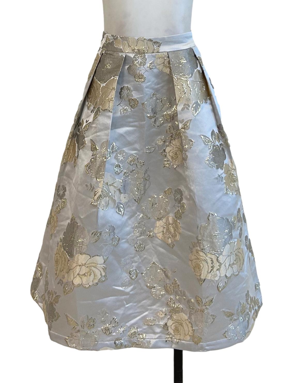 Light Grey Floral Jacquard Skirt