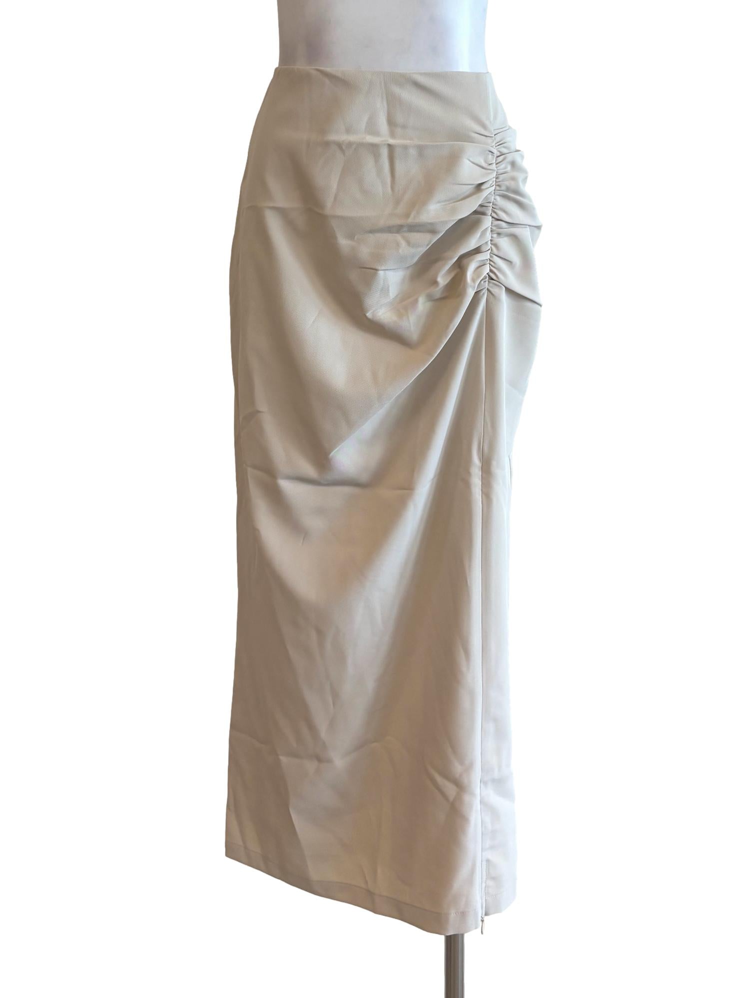 Merino Ruched Pencil Skirt