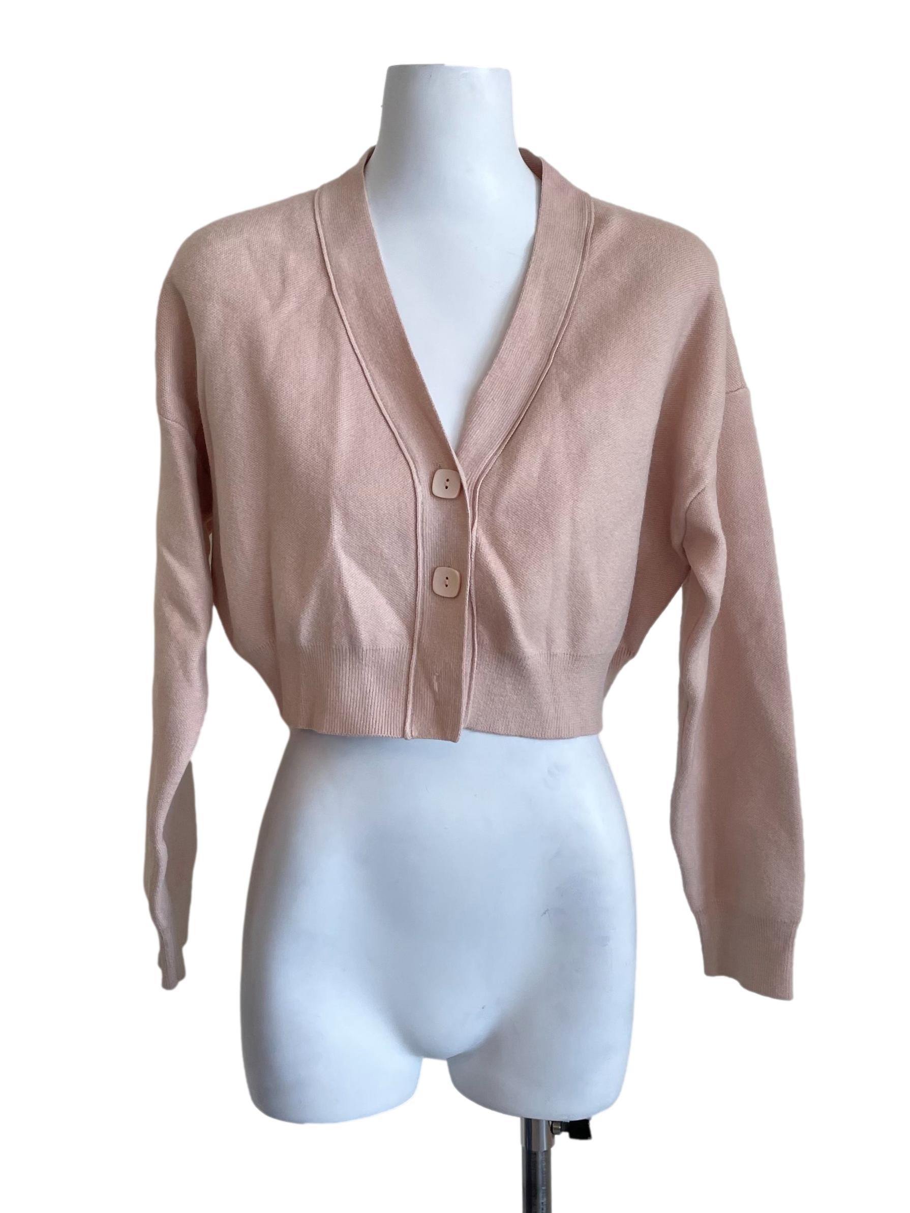 Pink Crop Cardigan
