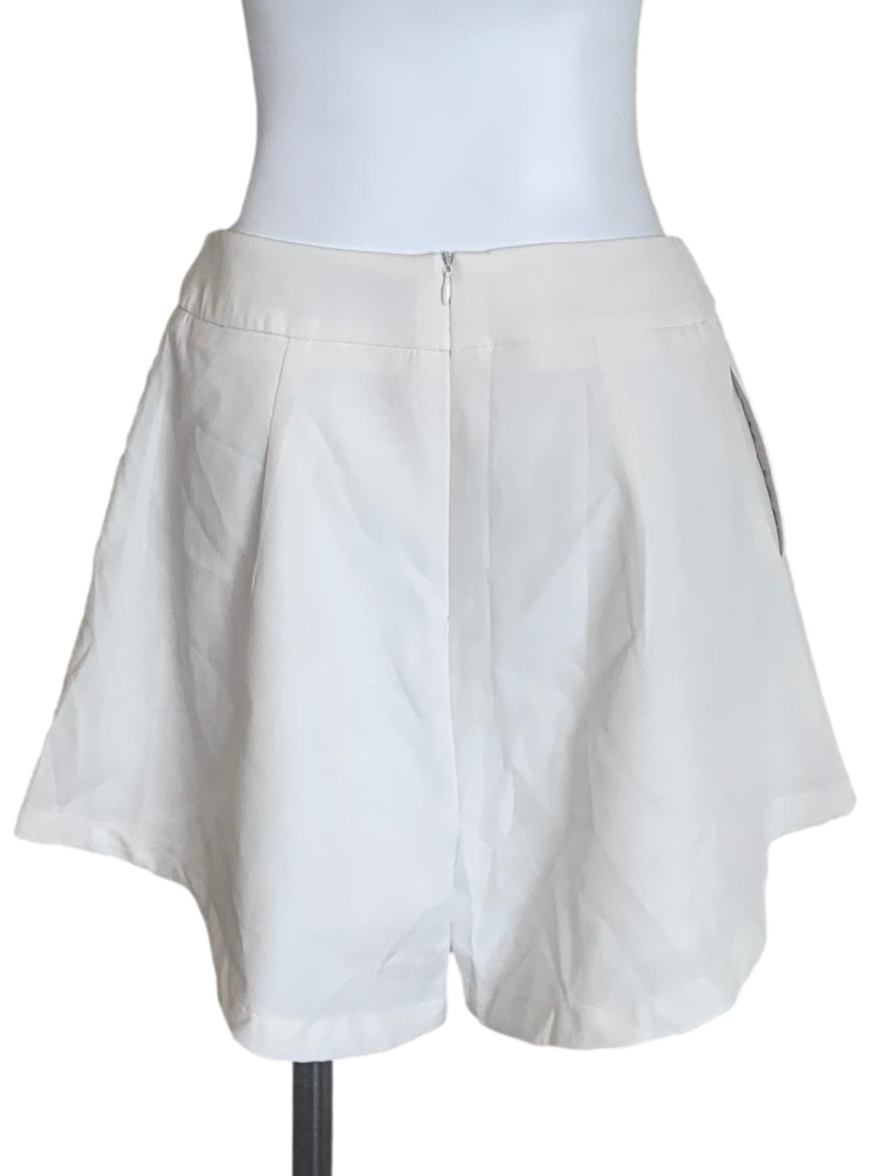 Chiffon White A-Line Shorts