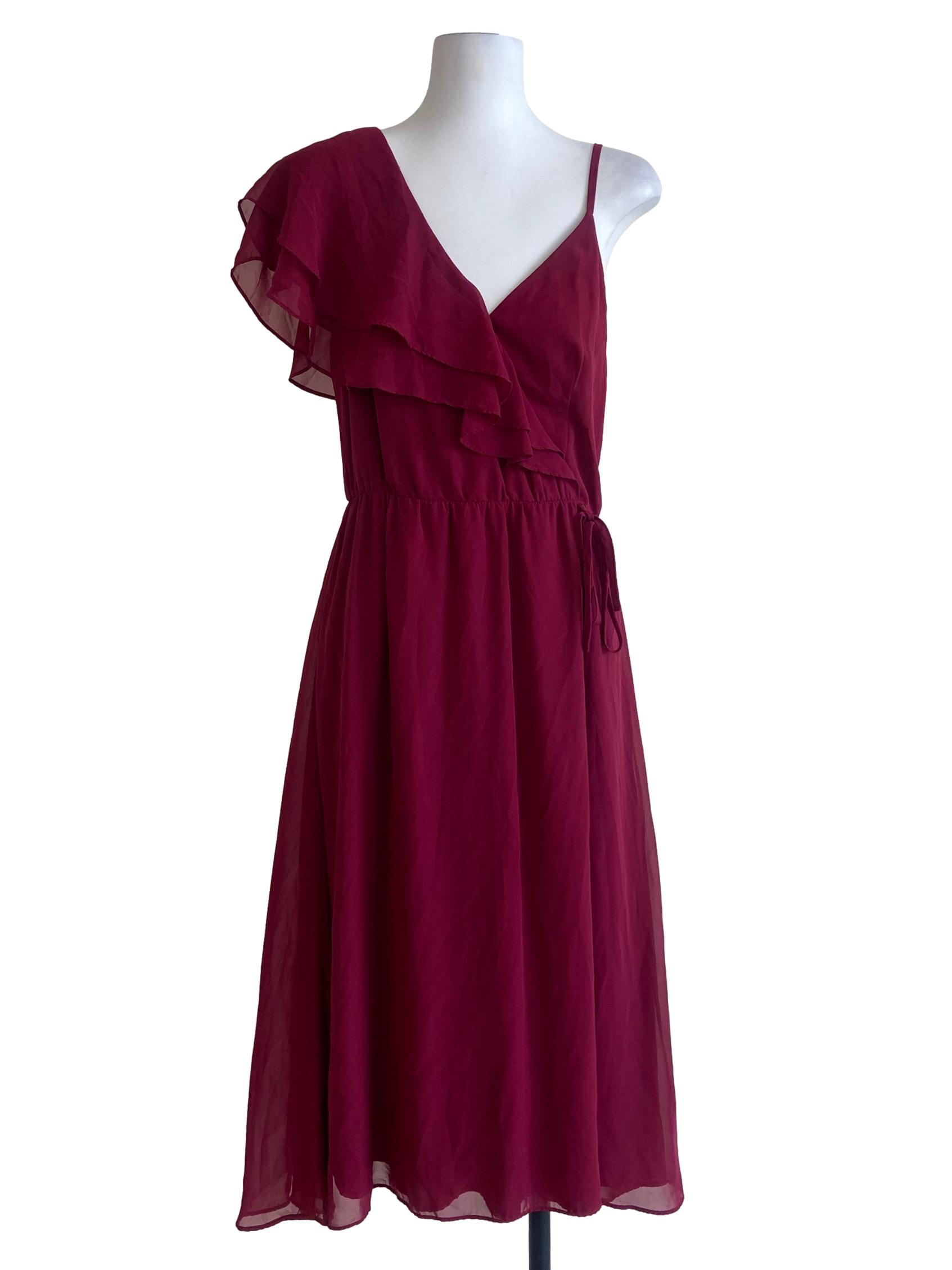 Red Ruffled A-Line Dress