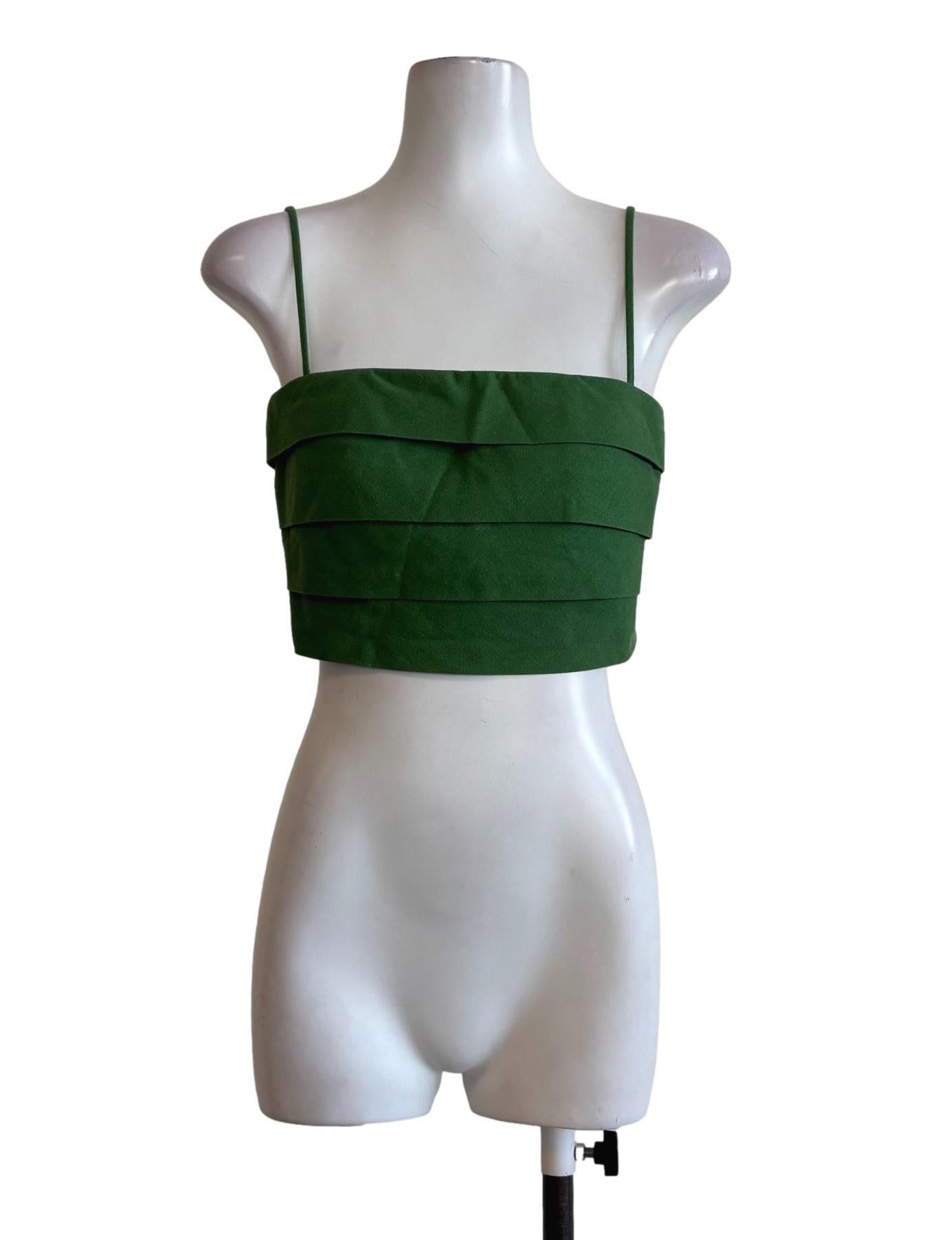 Forest Green Spaghetti Strap Crop Top