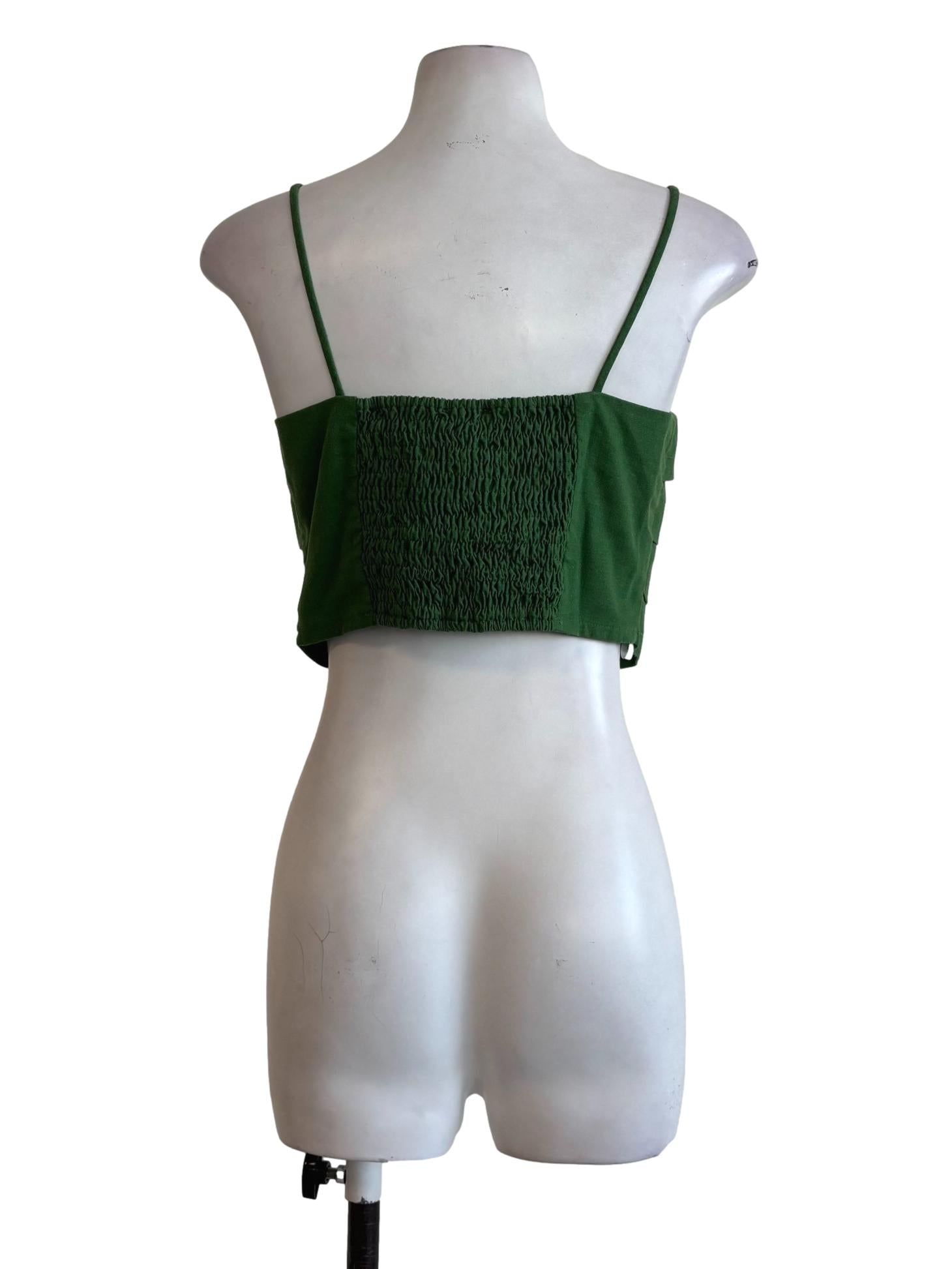 Forest Green Spaghetti Strap Crop Top