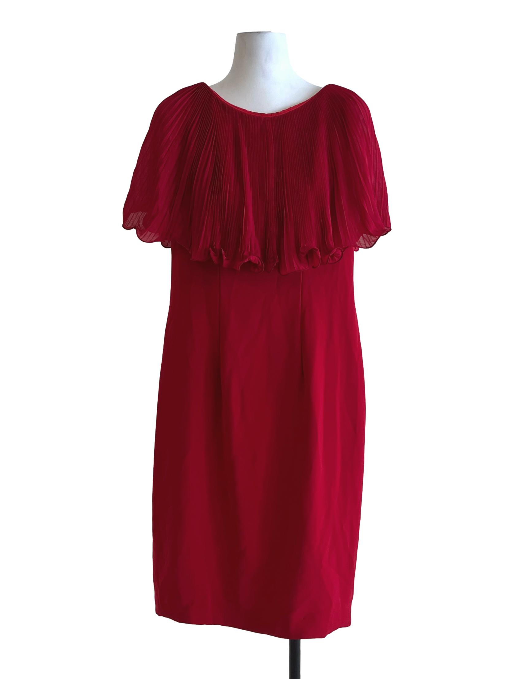Red Sabrina Neckline Sheath Dress